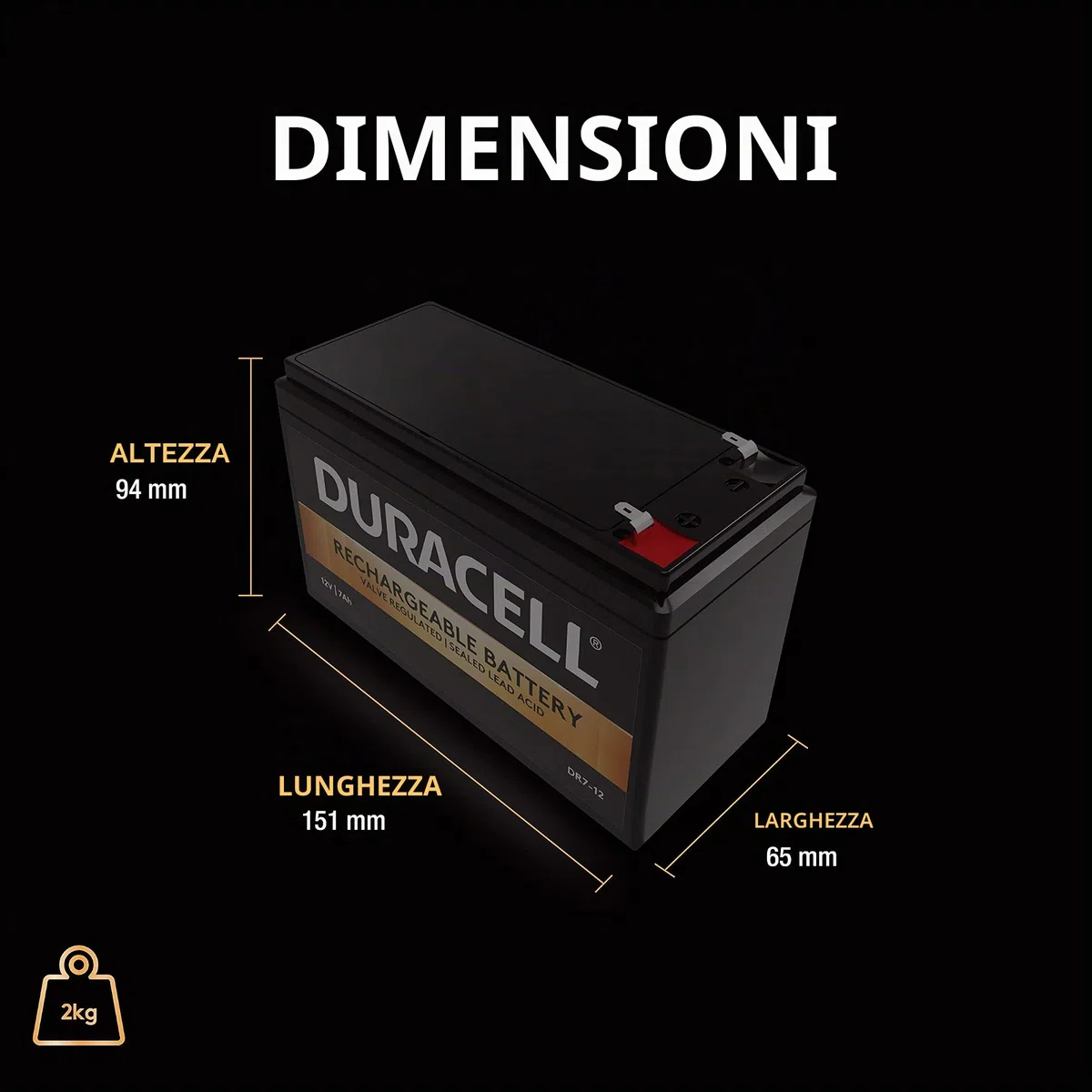Duracell DR7-12 batteria UPS Acido piombo (VRLA) 7 Ah 12 V