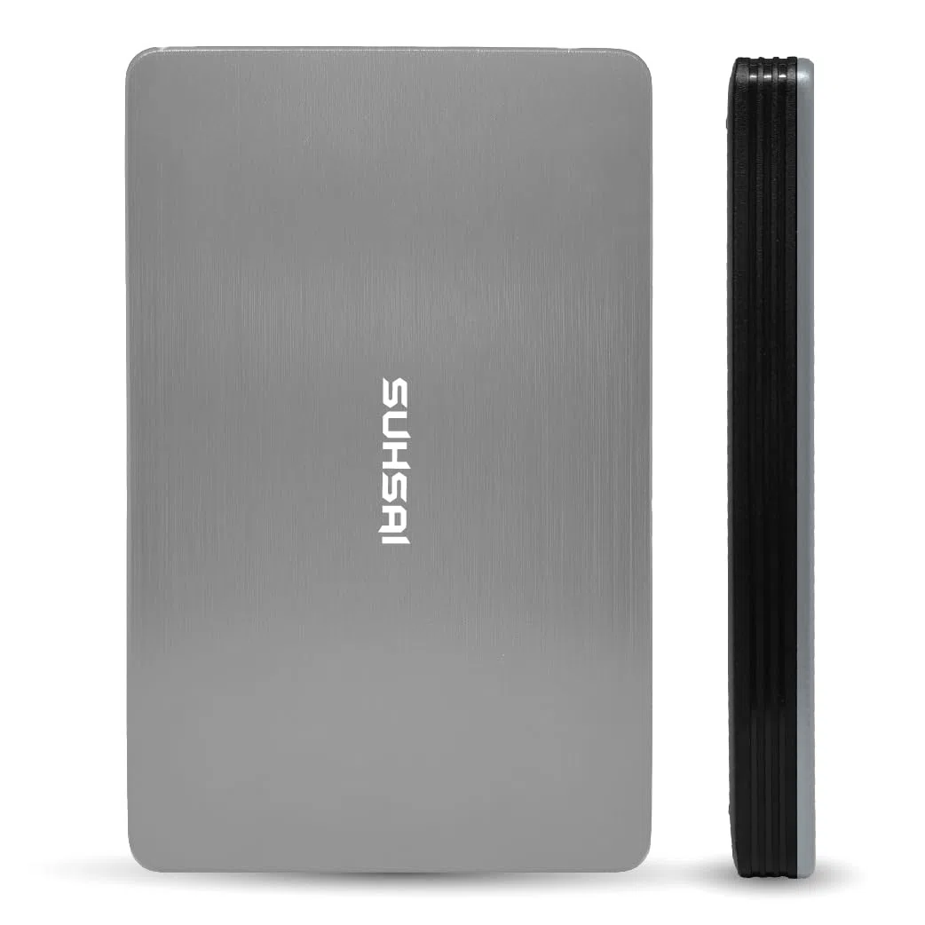 SUHSAI Disco rigido esterno da 500 GB, USB 3.0, backup leggero e storage, disco rigido portatile, HDD di memoria esteso per laptop da gioco, PC, Mac, desktop, argento