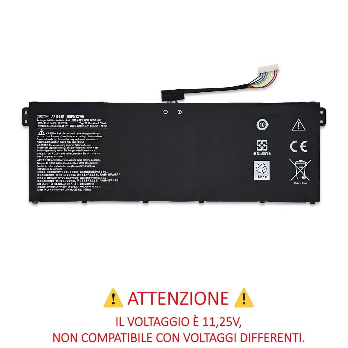 new net - Batteria AP19B8K [11.25V - 3831mAh] Compatibile con Acer Aspire 3 A315-59G-74TN, A315-N19C1, A317-33, A317-33-C151, A317-33-C1BA, A317-33-C2F6, A317-33-C2NY, A317-33-C481