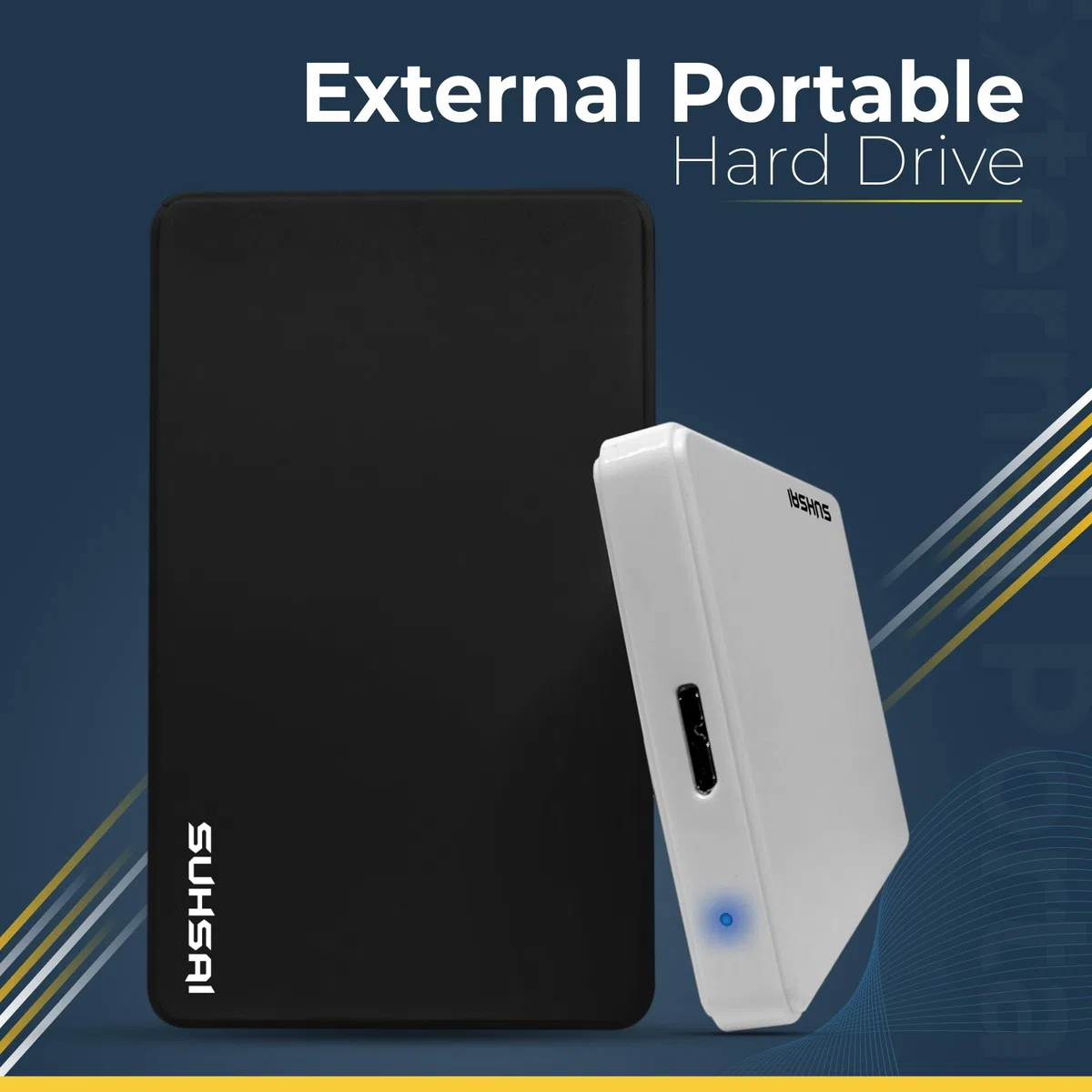 SUHSAI Disco rigido esterno da 320GB, HDD esterno portatile da 2,5", USB 3.0, unità di archiviazione e backup ultra sottile, compatibile con console di gioco, PC e Mac - Nero