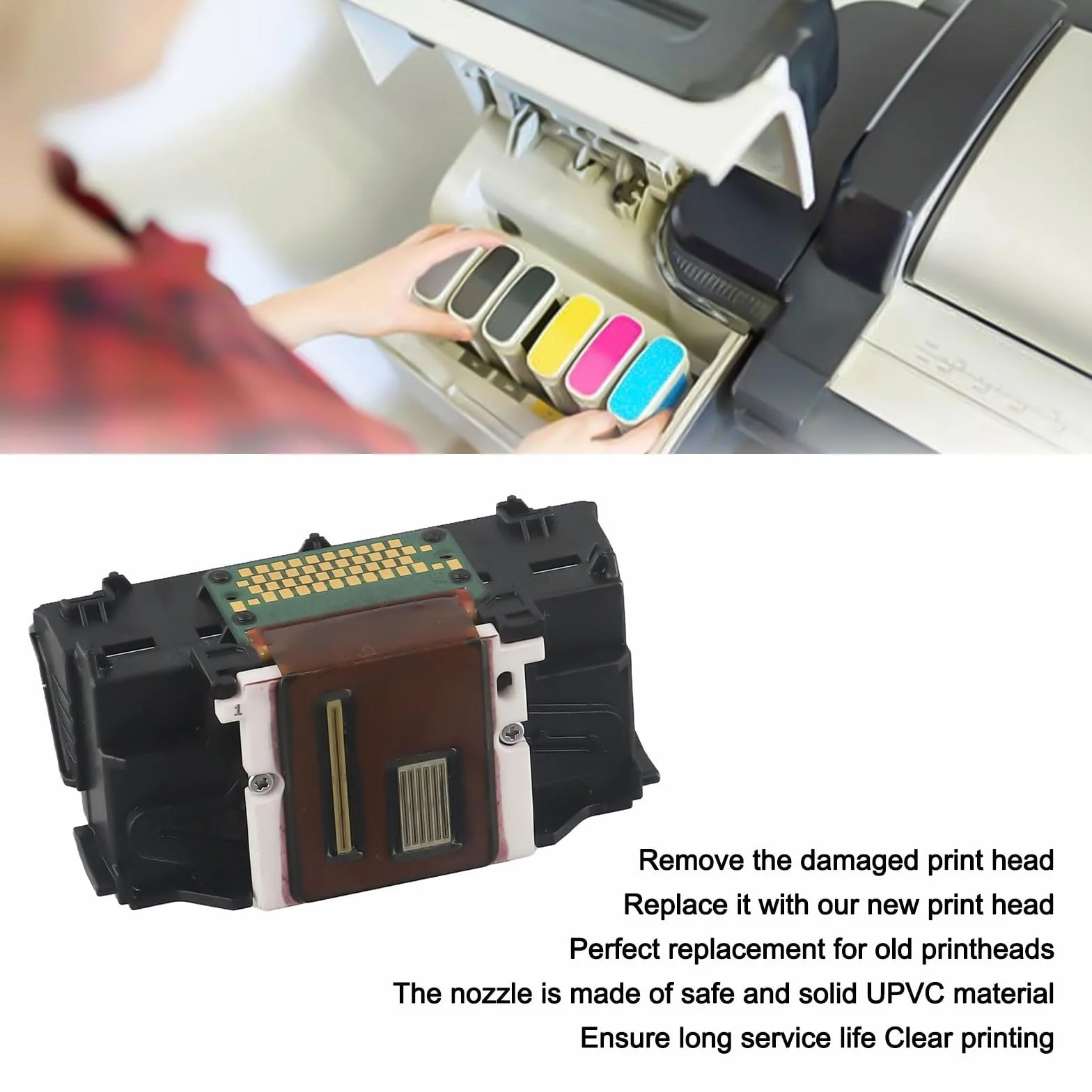 QY6-0089 testina di stampa per stampante Canon per PIXMA TS5050 TS5051 TS5053 TS5055 TS5070 TS5080 TS6020 TS6050 TS6051 TS6052 TS6080, testina di stampa in metallo ABS per testo chiaro e