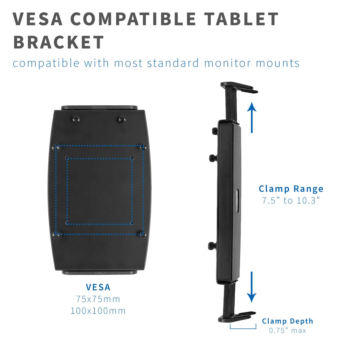VIVO Adattatore universale VESA per tablet, laptop 2 in 1 e monitor portatili da 15,6", VESA max 100x100, supporto regolabile per laptop, nero, MOUNT-UVM02