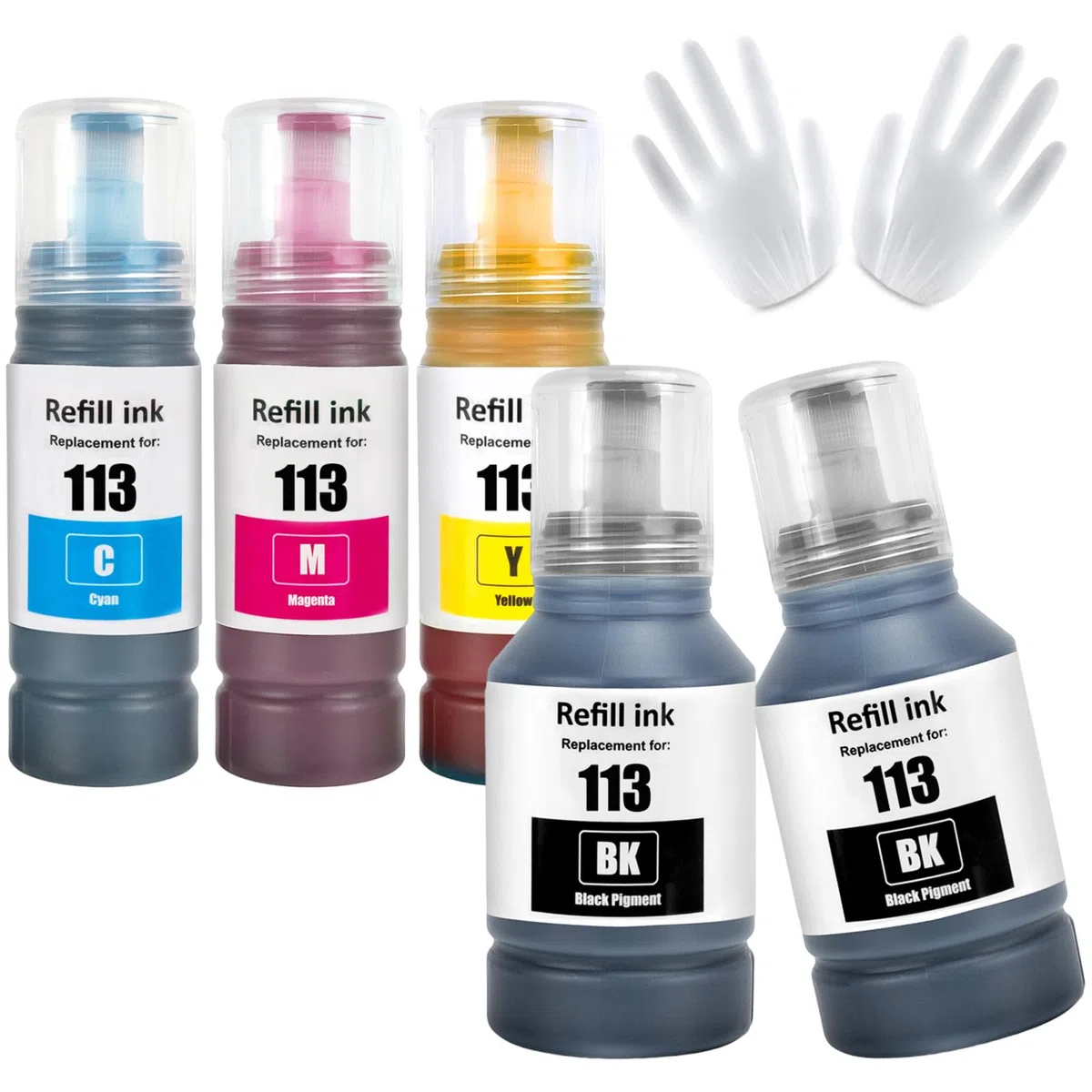113 Inchiostro Compatibile per Epson EcoTank ET-5150 ET-5160 ET-5170 ET-5800 ET-5850 ET-5880 ET-16150 ET-16600 ET-16650 ET-16680 Pro ET-5800 ET-5850 ET-5880 ET-15000 Stampante (BK*2/C/M/Y)