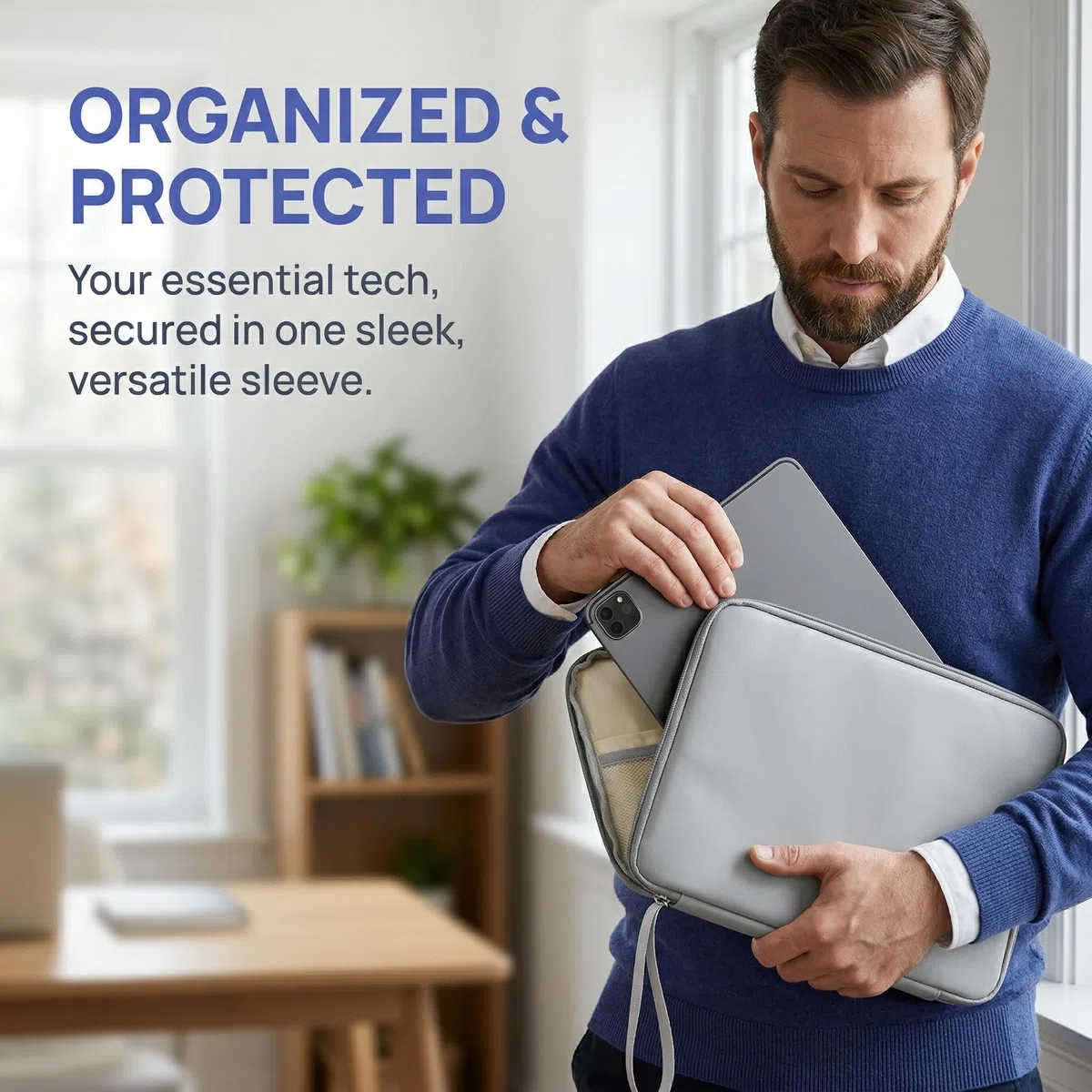 Custodia Protettiva per Tablet 12-13 Pollici con Maniglia, Borsa Universale Impermeabile con Tasche Multiuso, Tablet Sleeve Carrying Case Sleeve Imbottita Antiurto per Viaggio Lavoro e Regalo