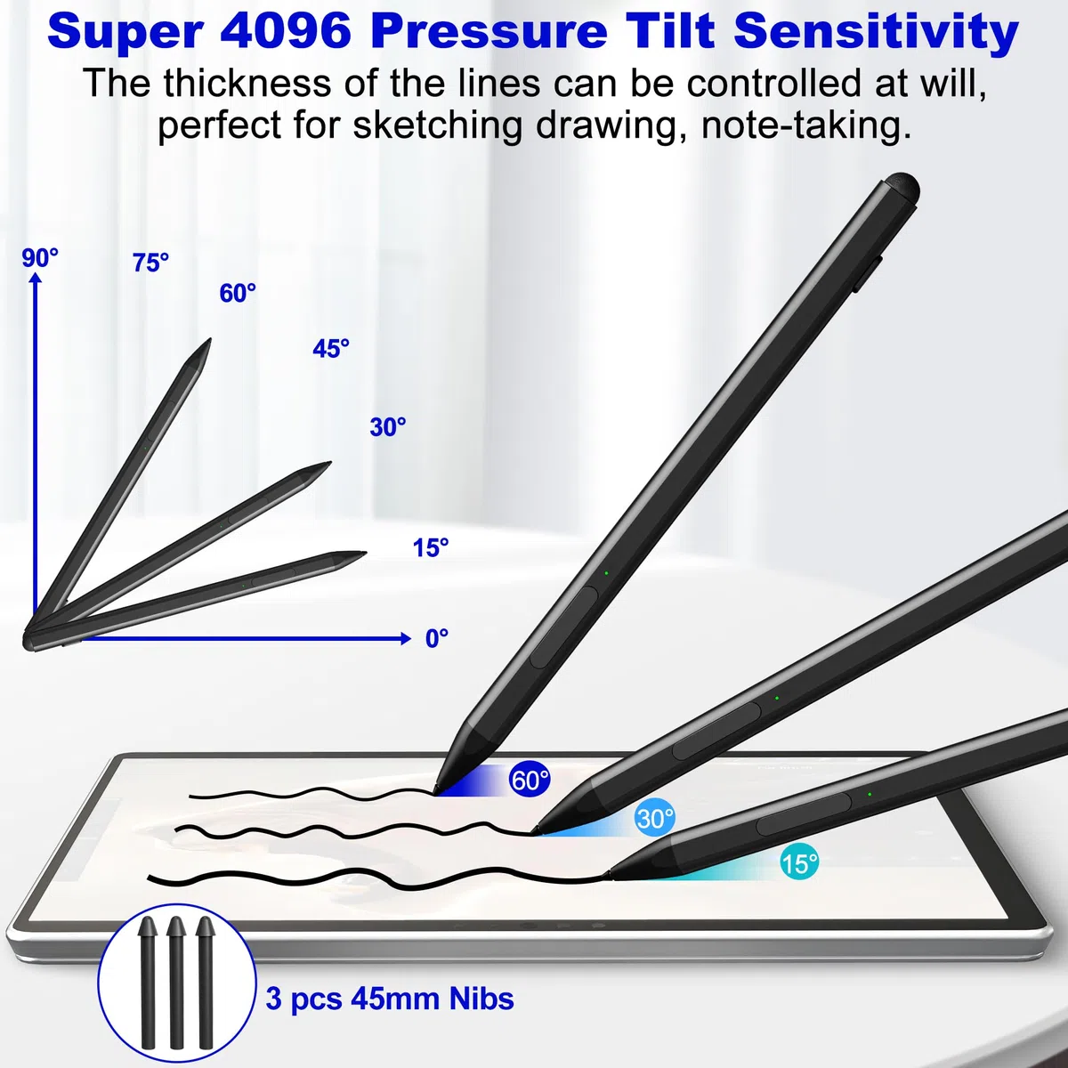 Surface Penna Pen - Surface Pro Penna Stilo per Surface Pro 11/9/10/8/X/7/6/5/4/3, Ricarica Rapida USB-C, Penna Copilota Surface Pro 11 per Surface Go 2/3/4/Book/Laptop/Studio