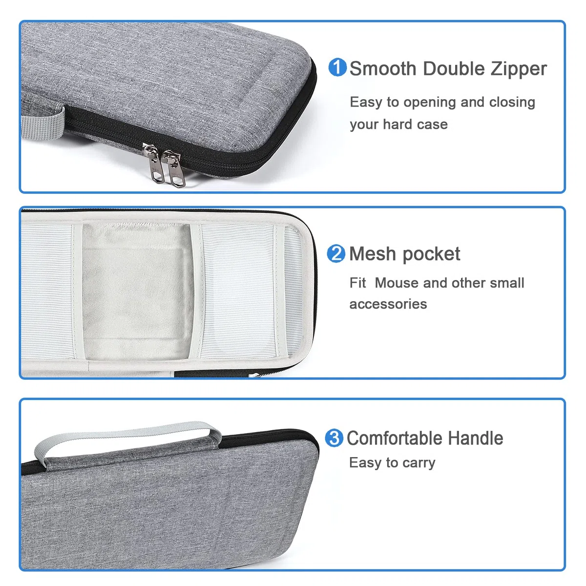 RAIACE Custodia rigida da viaggio per Apple Magic Keyboard + Magic Mouse. (la vendita è solo custodia). - Grigio (fodera grigia)