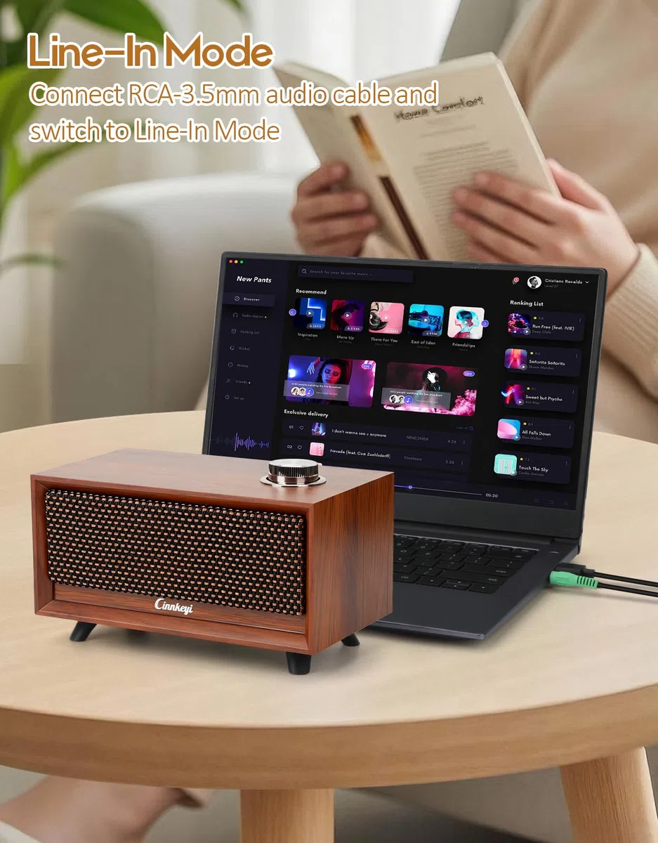Barra sonora in legno - Altoparlanti per PC alimentati tramite USB | /Line-in/Bluetooth 3 modalità, barra sonora stereo compatta in legno per notebook, laptop, monitor, tablet