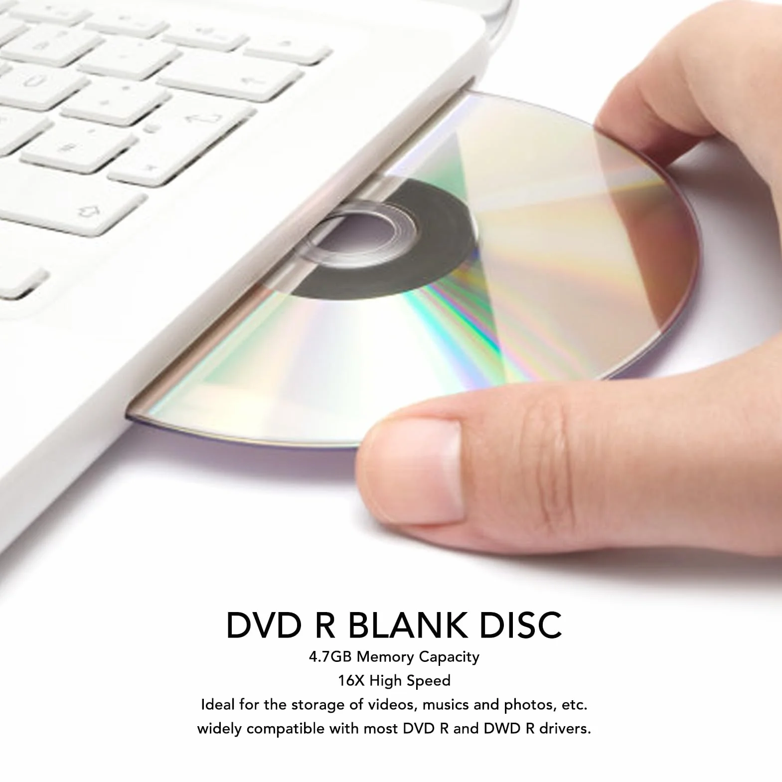 Memoria da 4,7 GB, 16 Dischi DVD R Vergini Ad Alta velocità per Foto e Video Musicali, Ampiamente Compatibile con la Maggior Parte dei Driver DVD R e DWD R (-2612230111111)
