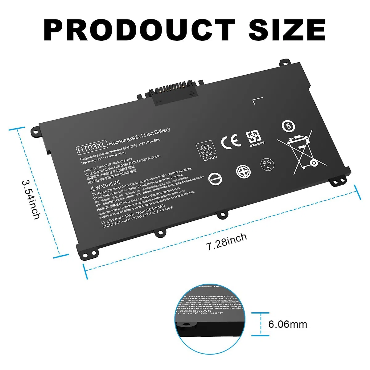 HT03XL L11119-855 Batteria per laptop HP Pavilion 14-CE 14-CF 14-CK 14-CM 14-DH 14-DK 14-DF 14-MA 14Q-CS 14Q-CY 15-CS 15-DQ 15-DA 15-DB 15-CW 17-BY 17-CA HP 240 245 250 255 G7 340 348 G5