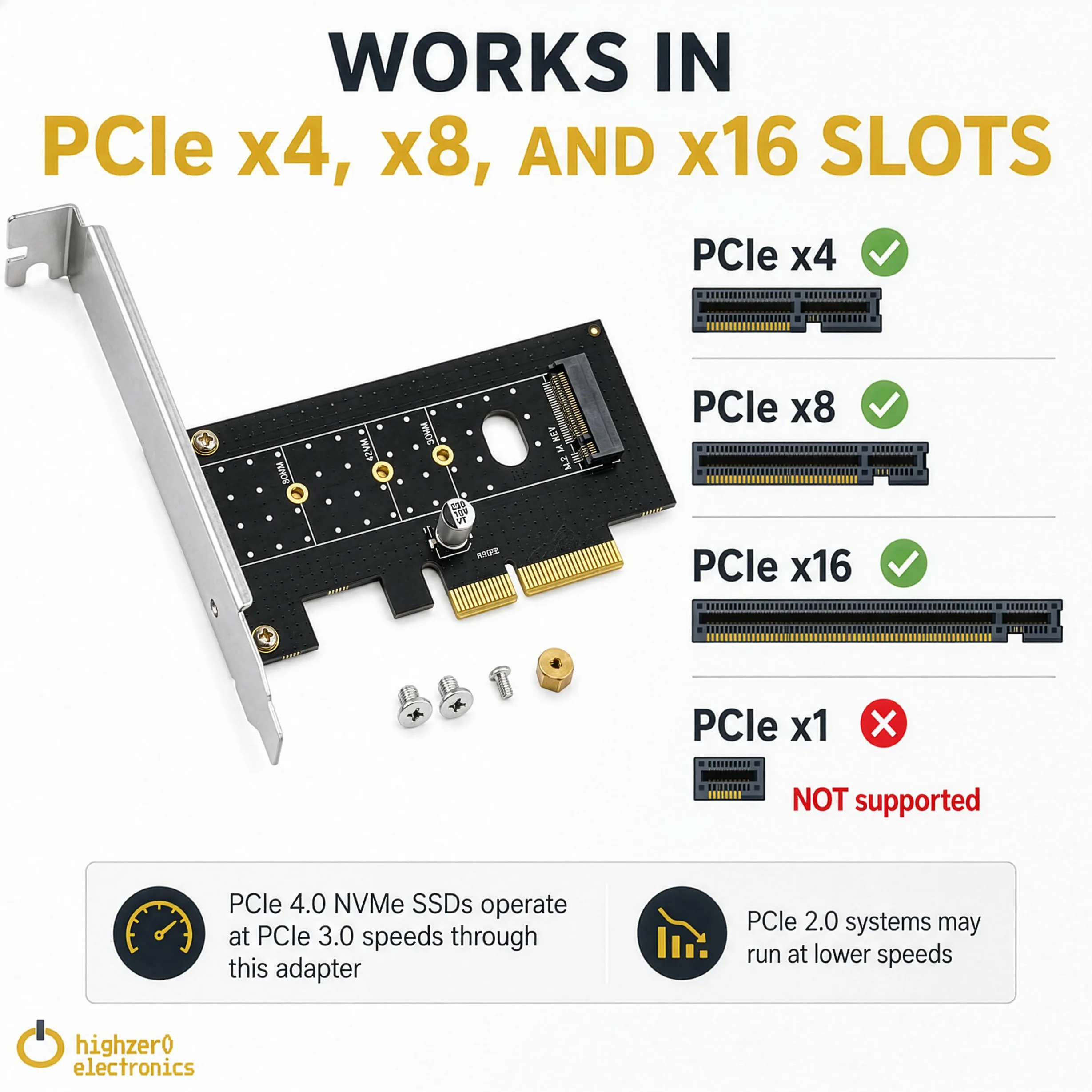 M.2 NVMe SSD NGFF to PCIE X4 Adapter M Key Interface Card Support PCI-e PCI Express 3.0 x4 2230-2280 Size M2 SSD M2 PCIE Adapter (M.2 SSD to PCIe x4)