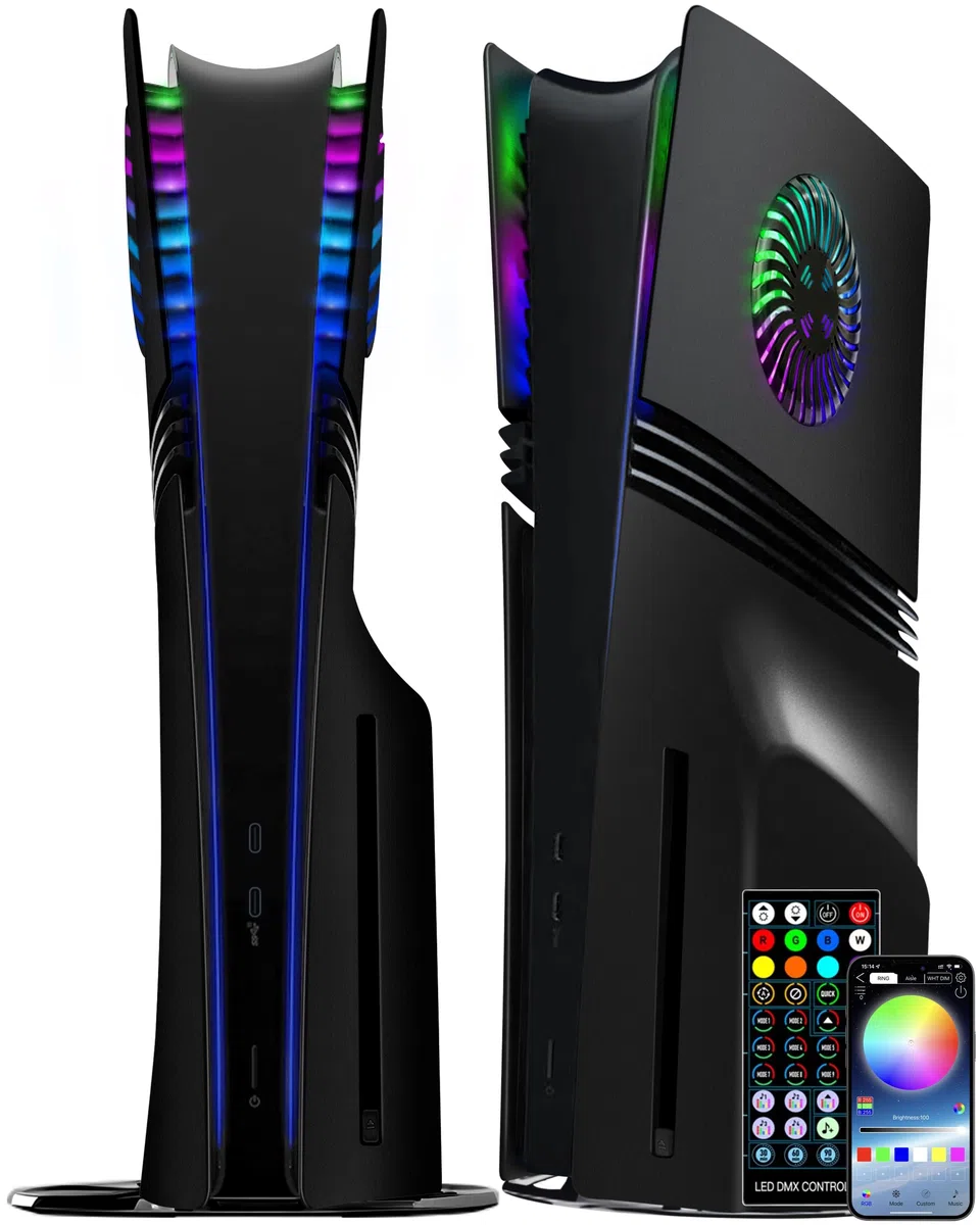 Joso Pannello frontale per PS5 Pro Disc Edition, custodia di ricambio antigraffio antipolvere con anello RGB, copertura adatta per PS5 Pro (CD-ROM), piastre per accessori PS5 Pro, nero