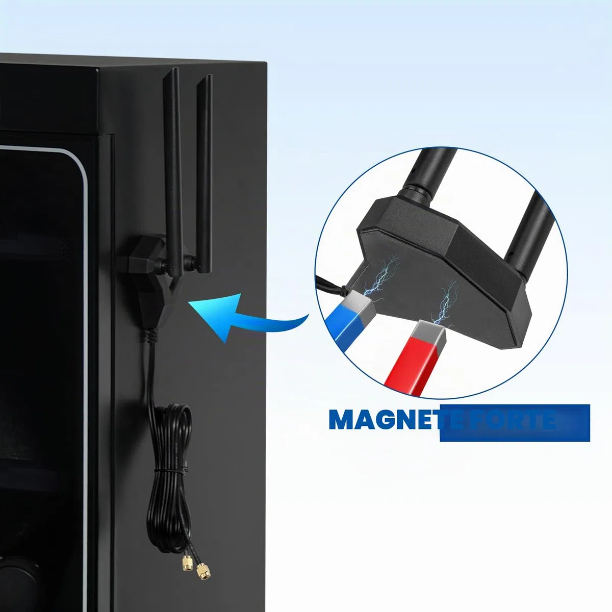 Eightwood Antenna WiFi Bi-Banda 2.4GHz/5GHz Antenna WLAN PC Router omnidirezionale con magnete RP-SMA con cavo di prolunga 2M per Netgear Scheda PCIE Scheda WLAN Scheda madre PC Bluetooth