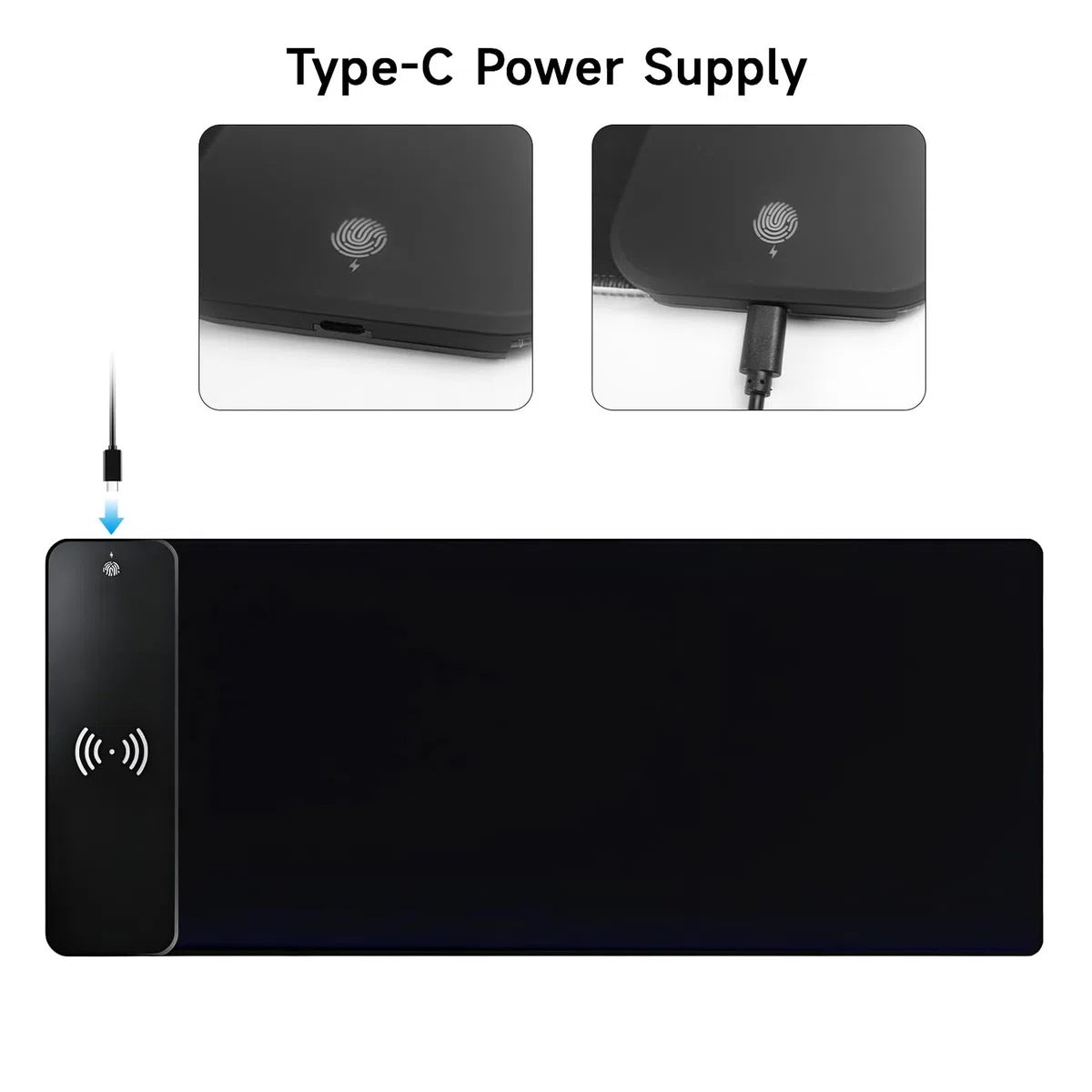 QUMOX Tappetino Mouse RGB con Ricarica Wireless 15W, 10 Modalità LED, 800x300mm, Base Antiscivolo per PC, Gaming, Scrivania