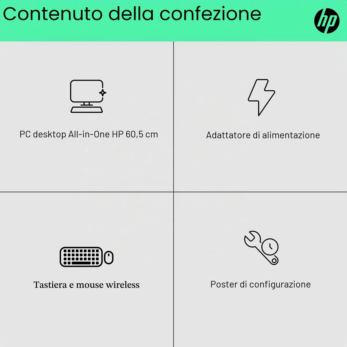 HP All-in-One 24-cr0007ss - Computer desktop da 23,8" FHD (AMD Ryzen 5 7520U, 16 GB RAM, 512 GB SSD, AMD Radeon Graphics, Windows 11 Home) Bianco - Tastiera QWERTY spagnola