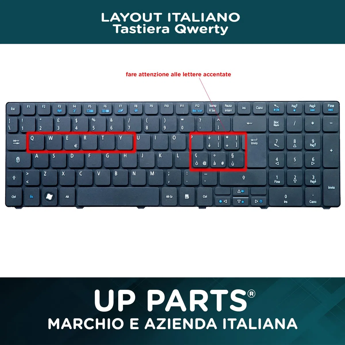 Tastiera Acer Italiana per Notebook Aspire 5250 5560 5625 5733 5736 5741 5745 5810 7750G 7750 7740 8942 Nero