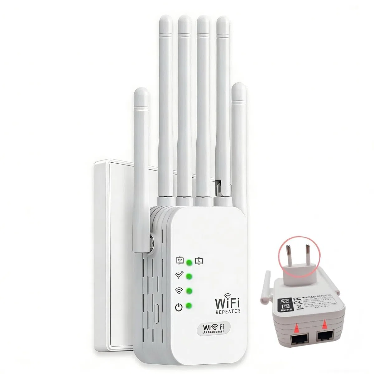 Ripetitore Wireless Wifi, amplificatore di segnale WiFi AC1200 Mbps, porta Gigabit Ethernet, ripetitore wifi potente per casa, 2 porte LAN, wifi extender per casa e ufficio,Plug and Play