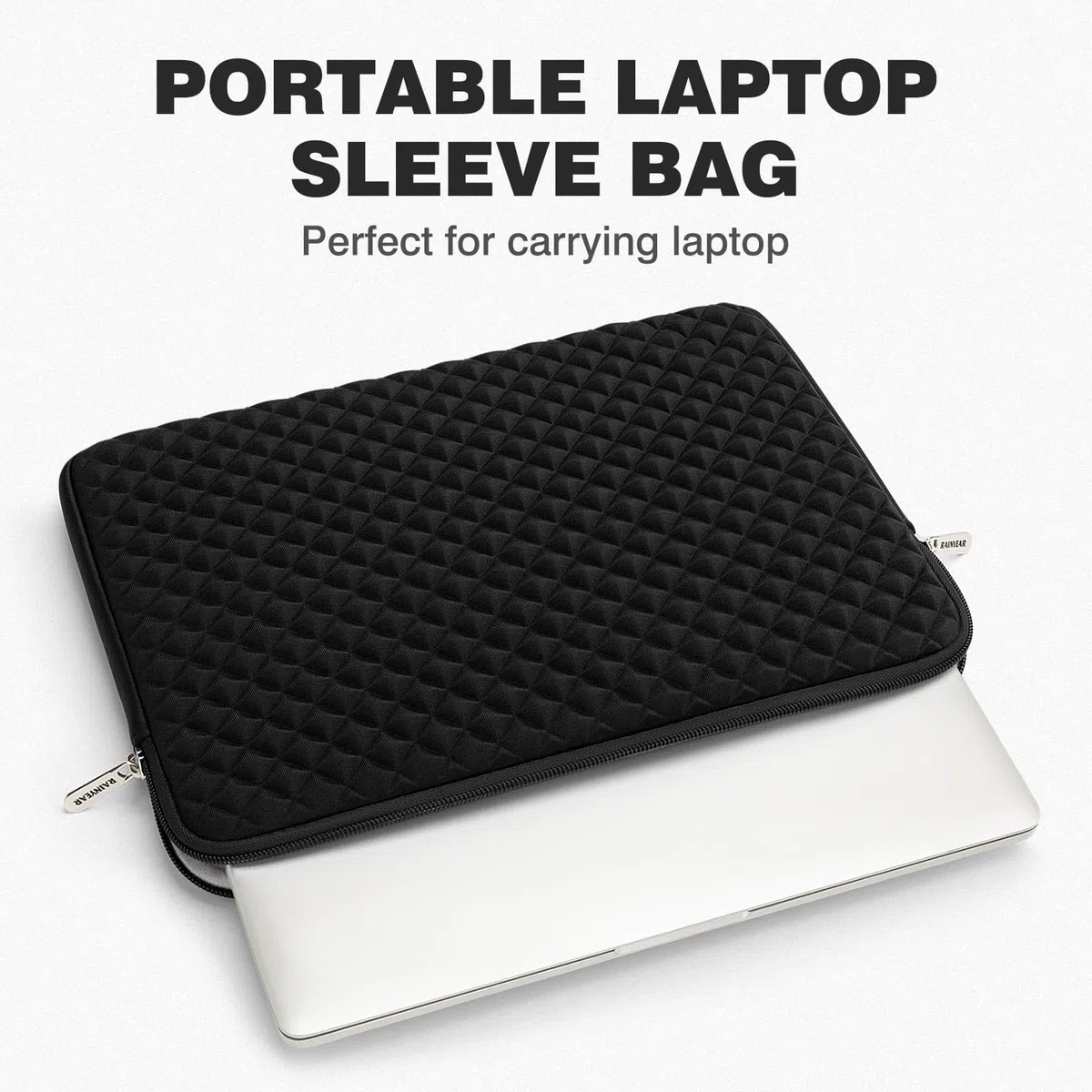 RAINYEAR 13,3-13,6 pollici Laptop Sleeve Borsa imbottita compatibile 14 pollici Macbook Pro/Max M1 M2 M3 M4, 13,6 pollici Macbook A1369 A1466 A1278 e 13,3 pollici PC Notebook Chromebook(Nero)