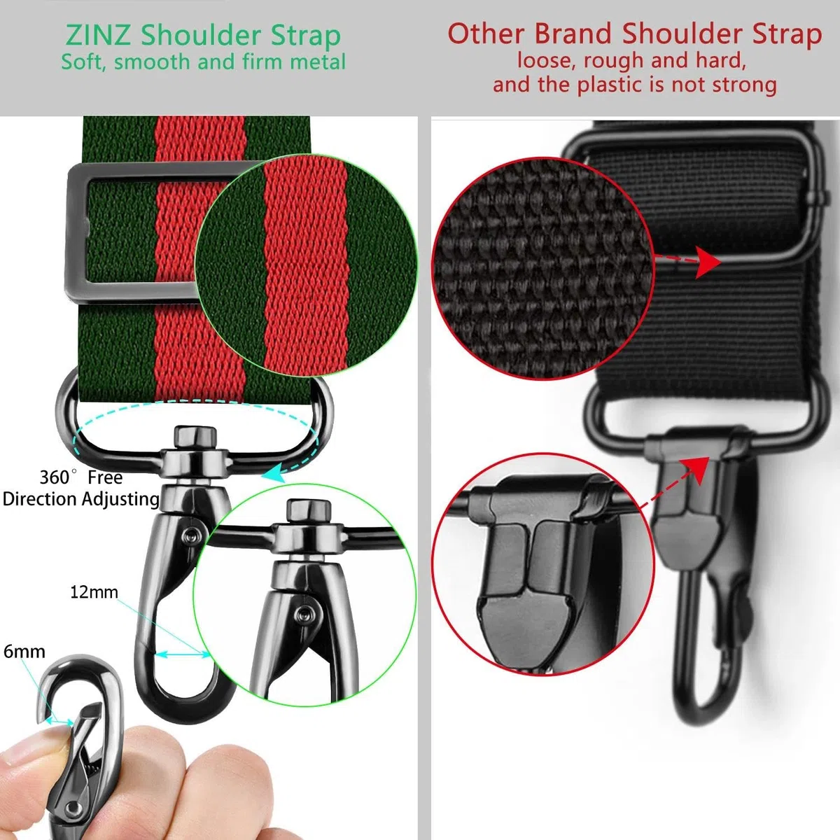 ZINZ 78" Tracolla Universale con Cuscino Ultra-Spesso, Fibie a Doppio Bilanciamento per Borsa da Viaggio/Laptop/Sportiva,Strisce-GrRdGr