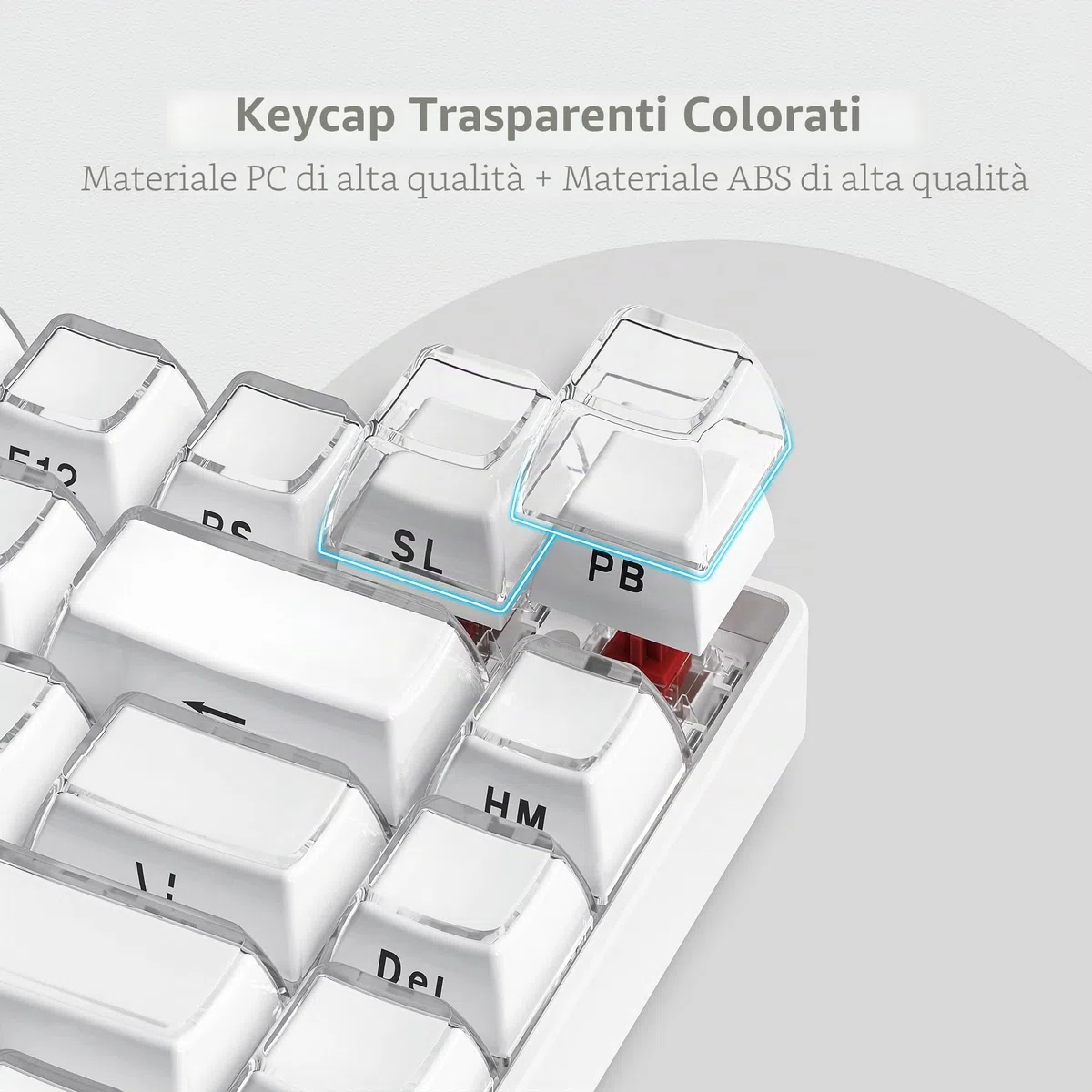 Womier Keycaps - Jelly Keycaps White 60 65 75 100 Percent, Side Printed Elegant Crystal Key caps, Custom 113 Keys OEM Profile for 61/68/84/87/98/100 Cherry Gateron MX Mechanical, White