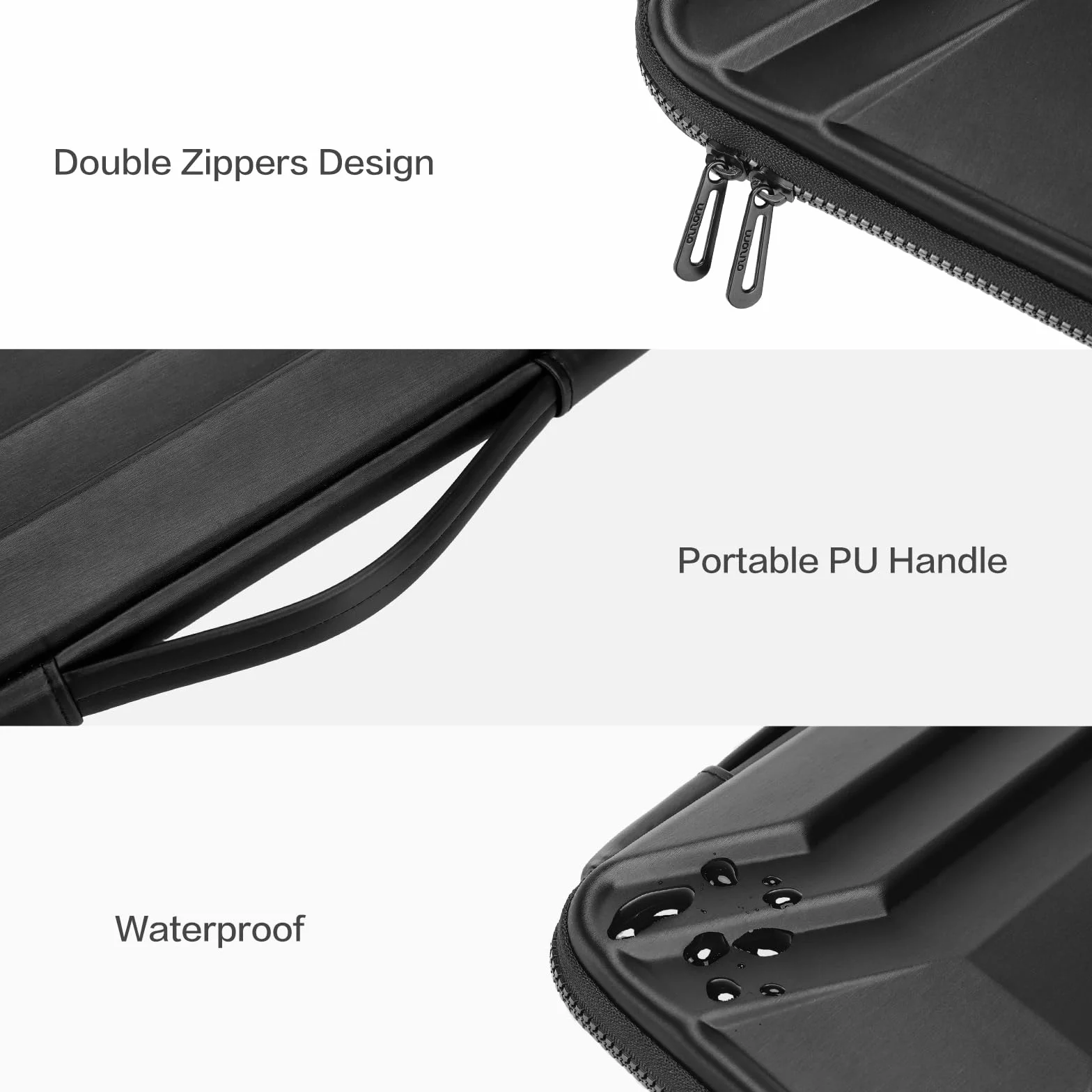 MOSISO 15-16 Pollici Custodia Rigida Laptop, 15,6 Pollici Impermeabile Borsa Computer Compatibile con MacBook HP Dell, Custodia Rigida PC EVA Trapezoidale Simmetrica con Maniglia, Nero