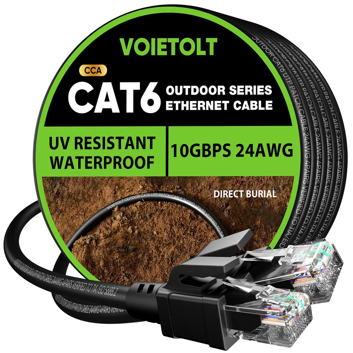 Cavo Ethernet Cat 6 20M Esterno, Guaina Impermeabile in LLDPE UV per Sepoltura Diretta - Cavo di Rete Internet Gigabit ad Alta Velocità 10 Gbps - CCA, UTP con 40 Legature - Nero