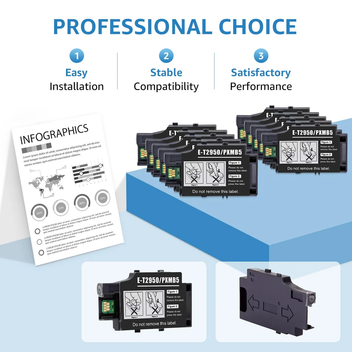 Compatibile con scatola di manutenzione T2950 T295000 C13T295000 PXMB5, compatibile con EPS Workforce WF-100 WF-110 WF-100W (10 pezzi)