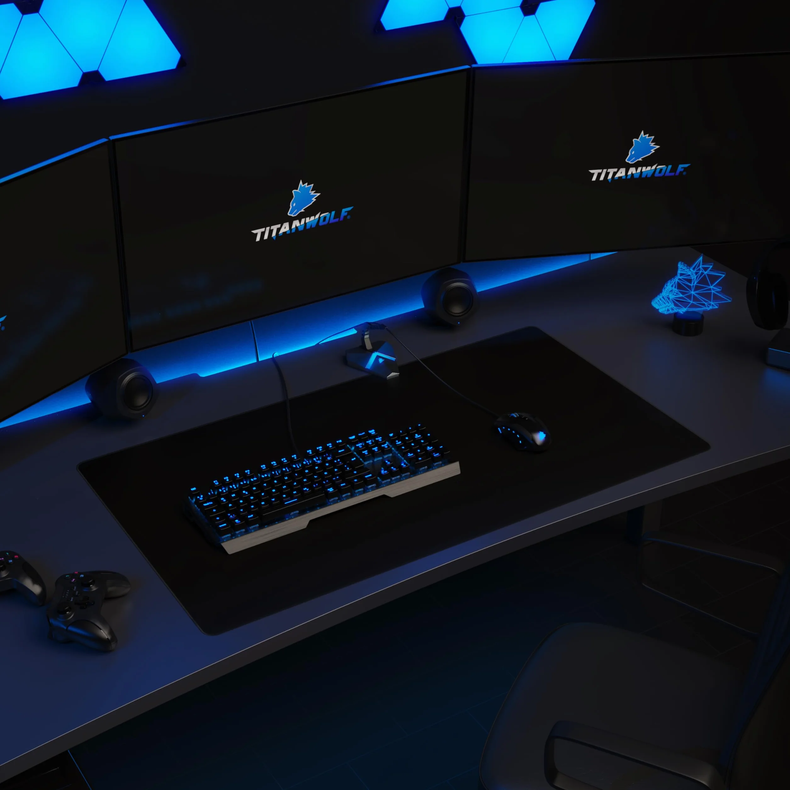 TITANWOLF -Tappetino per mouse XXL 900 x 500 – Office Mousepad – controllo preciso del mouse migliora la velocità e la precisione – Tenuta stabile – Lavabile – Sottomano per ufficio e casa