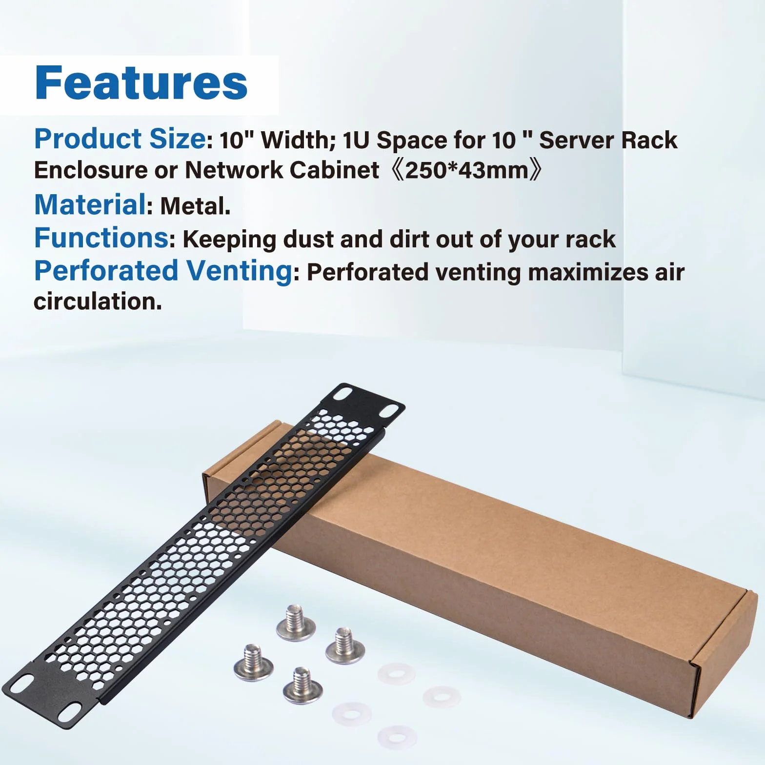 GeeekPi Pannello vuoto ventilato 1U da 25,4 cm, piastra di montaggio per rack DeskPi RackMate T0/T1/T2/T0 Plus/T1 Plus/TL1 e rack per server rack da 10" (nero, 2 pezzi)