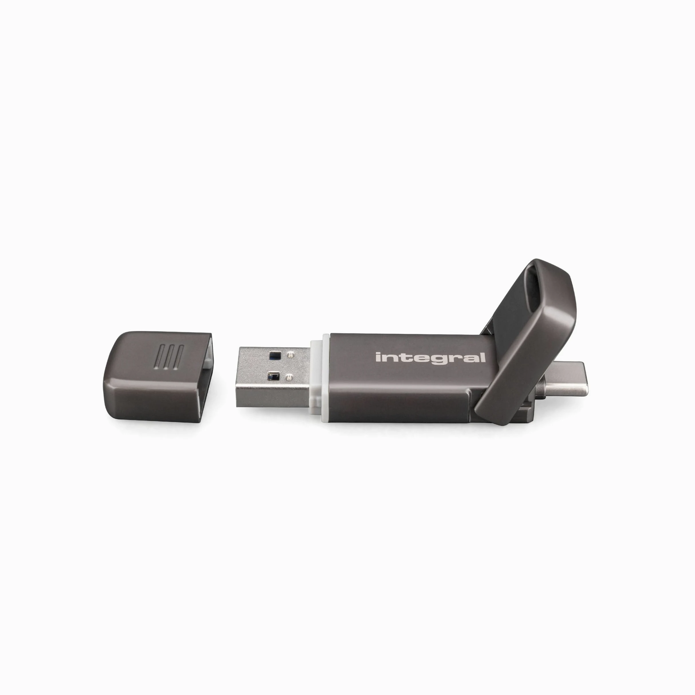 Integral USSD SlimXpress - Chiavetta USB 3.2 Gen 2x1 da 512 GB, doppia porta Type-C e Type-A, SSD portatile, lettura fino a 550 MB/s e scrittura fino a 500 MB/s. Design sottile e resistente in metallo