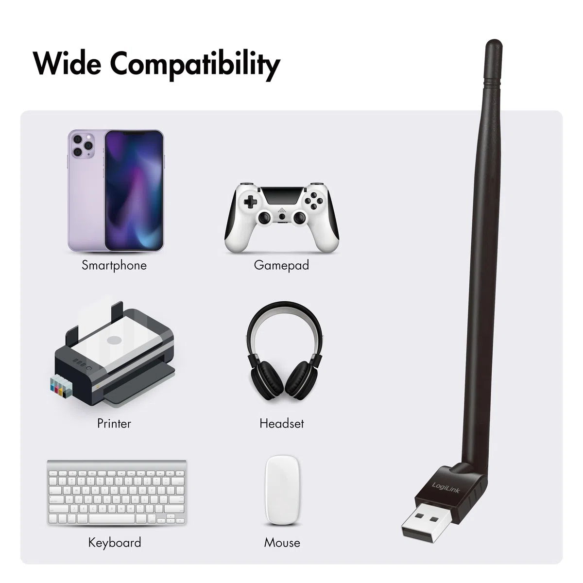 LogiLink BT0067 - Adattatore BT 5.3 (USB 2.0) con antenna esterna e portata fino a 150 m