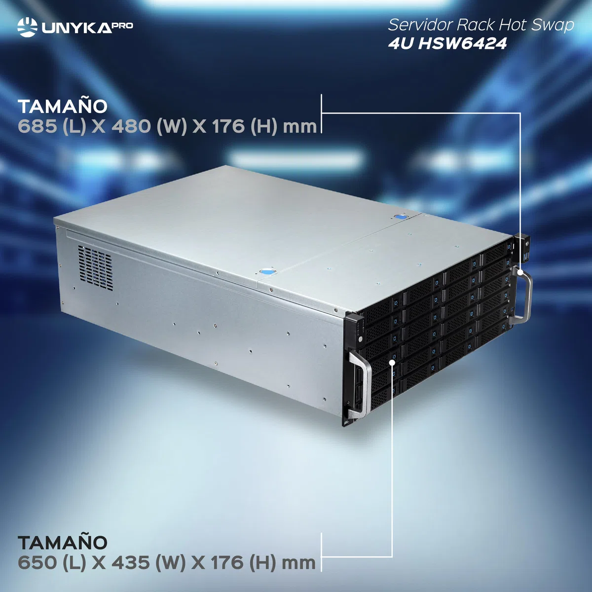 UNYKAch Chassis Server Rack Hot Swap 4U / 24 alloggiamenti