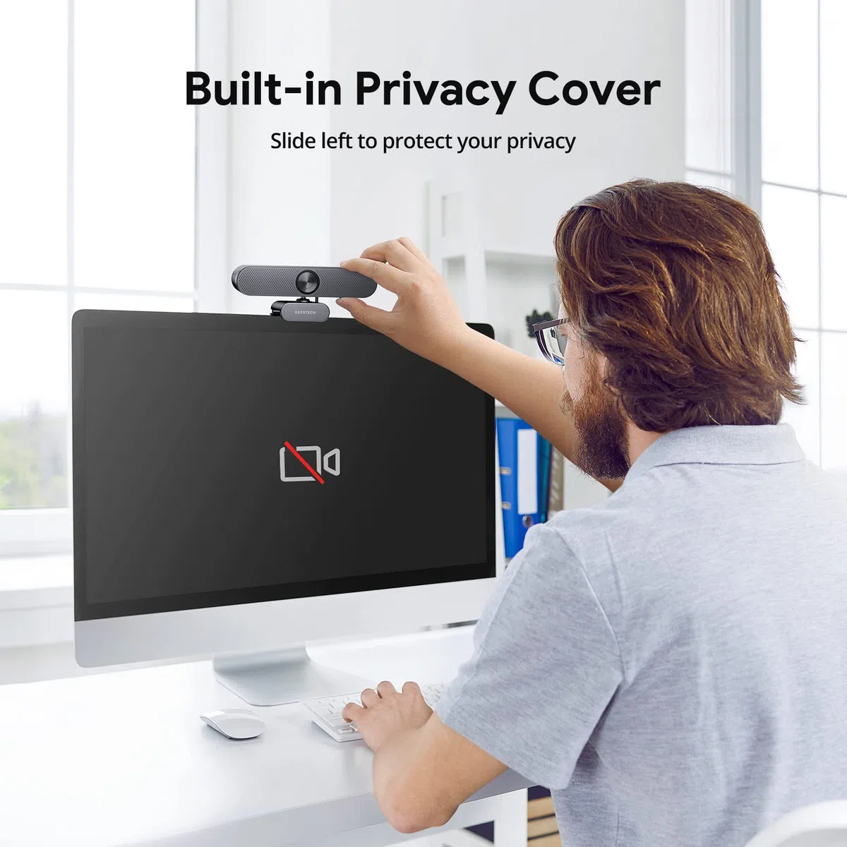 DEPSTECH DW50 Pro Webcam 4K, Zoom Ottico 3X Webcam PC con Doppio Microfono e Telecomando, Sensore Sony, Microfoni con Cancellazione del Rumore, Auto-Focus, Telecamera PC per Riunioni, Conferenze, Live