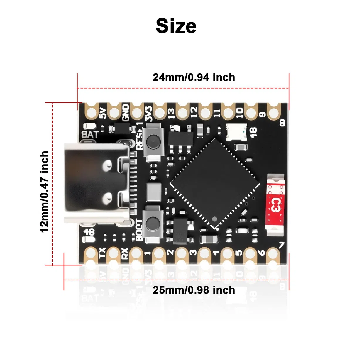 ESP32-S3 - Mini scheda di sviluppo WiFi Bluetooth IoT con processore Dual Core 160 MHz Running Frequency Development Board ard, 2,4 GHz Wi-Fi Mini scheda madre (3 pezzi)