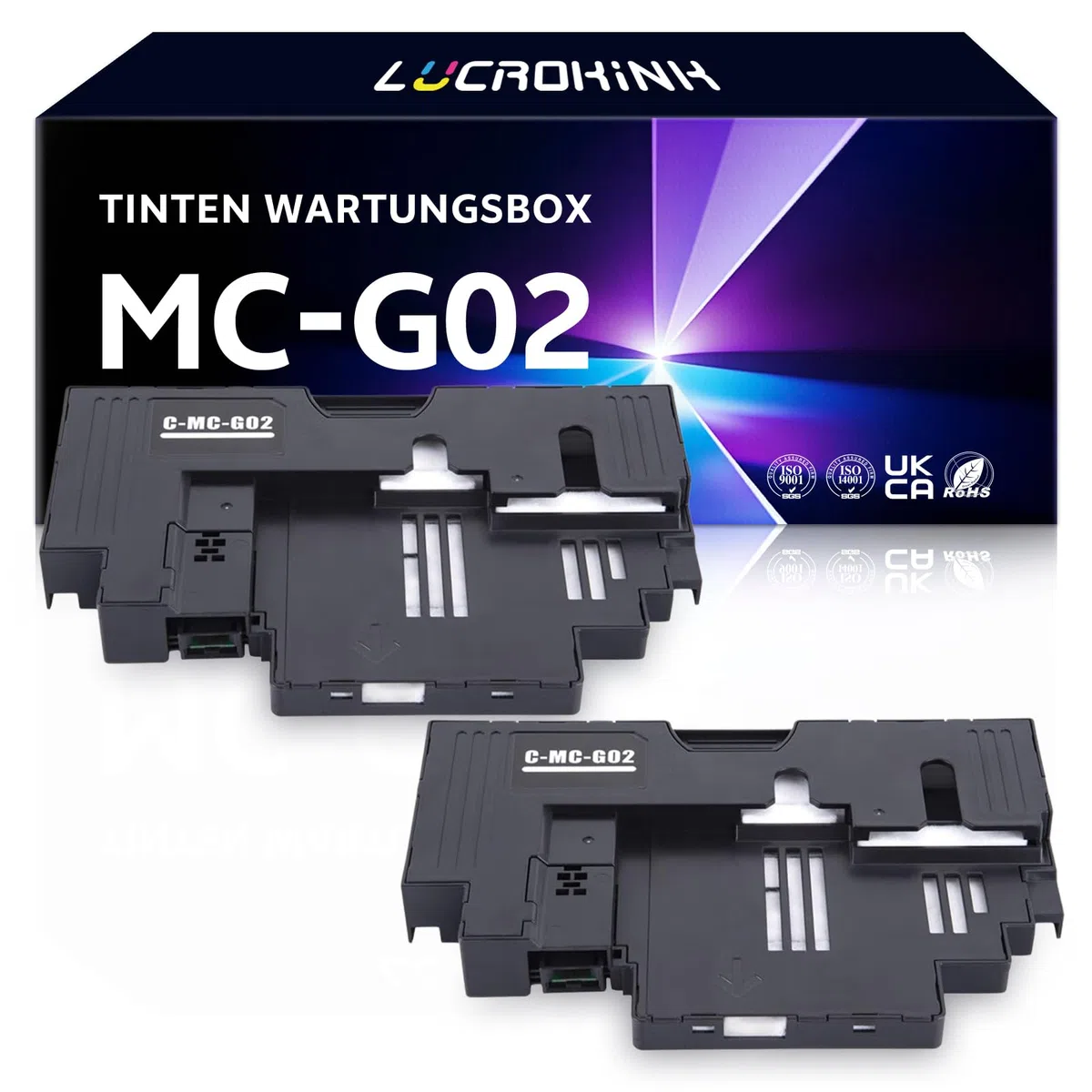 MC-G02 - Confezione di 2 inchiostri per Canon PIXMA G1220 G1420 G1520 G2160 G2260 G2420 G2460 G2520 G2560 G3160 G3520 G3560 G3420 G3420 3460 Stampante G3860 G540 G550 G640 G650 G695 (2 nero)