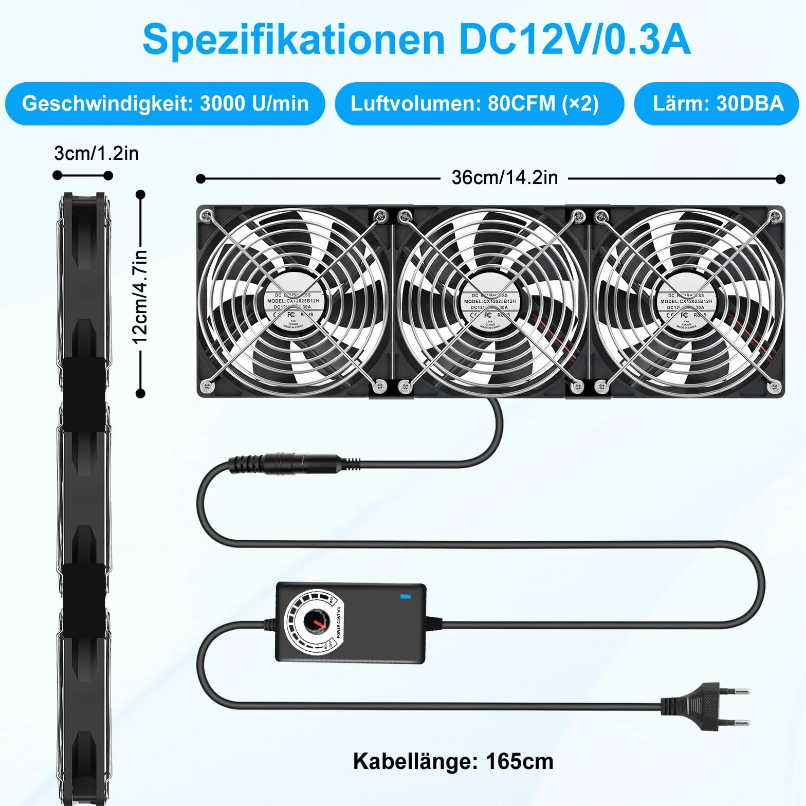 Ventola PC 120mm 12V Ventola PC a velocità regolabile ZAKVOP Ventilatore computer AC 220V-240V 3.000RPM Ventilatore Computer Laptop Router (3)