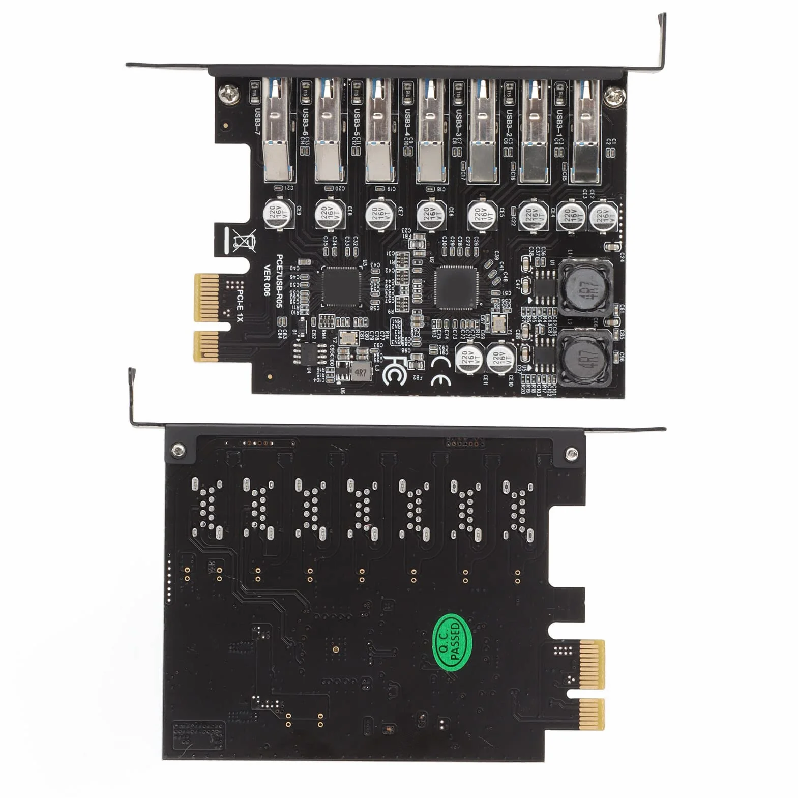 HUB da PCI-E a USB 3.2 a 7 Porte, Scheda di Espansione PCIE, Scheda Adattatore Extender PCI Express per Controller Esterno da 5 Gbps per Desktop XP, 7, 8, 10,11