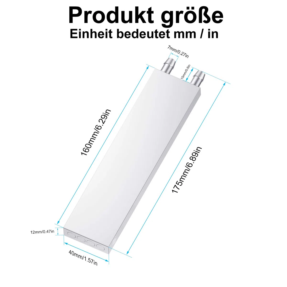 Clyxgs CLDIY - Blocco di raffreddamento ad acqua, in alluminio, sistema di raffreddamento ad acqua liquida, per PC, dissipatore di calore Endothermic Head argento (40 mm x 160 mm x 12 mm), 2 pezzi