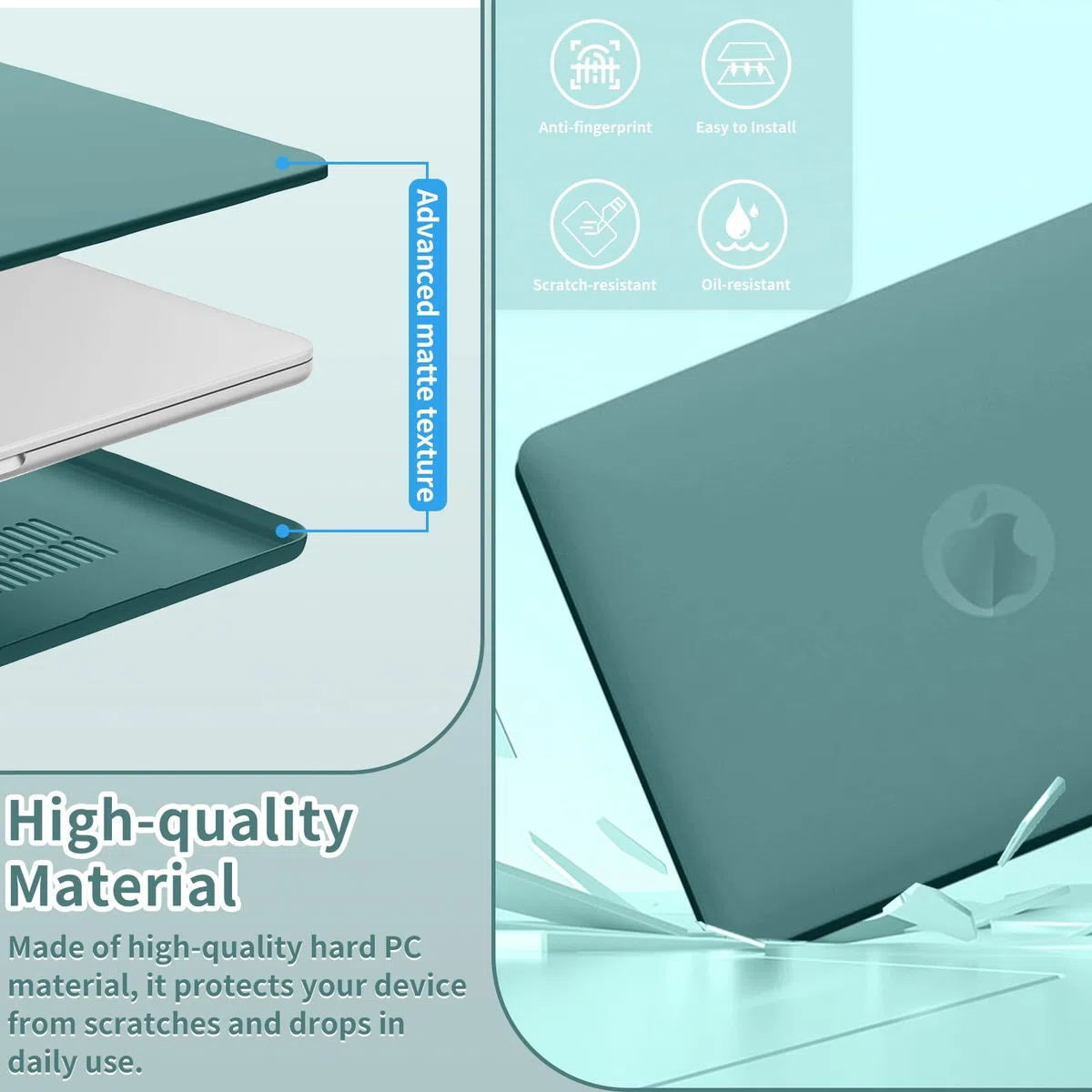 Custodia Compatibile con MacBook Pro 14 Pollici M5 M4 M3 M2 M1 Pro/Max (2026-2021) A3426 A3427 A3434, con Supporto Funzione Plastica Protezione Cover, Custodie Rigide (Verde)