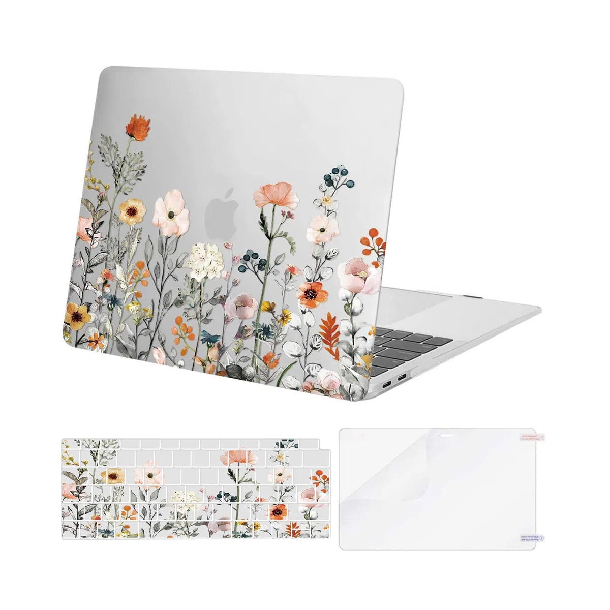 MOSISO Case Compatibile con MacBook Air 13 2022 2021 2020 2019 2018 A2337 M1 A2179 A1932 Retina,Plastica Giardino Fiori Modello Custodia Rigida & Cover per Tastiera & Proteggi Schermo,Trasparente