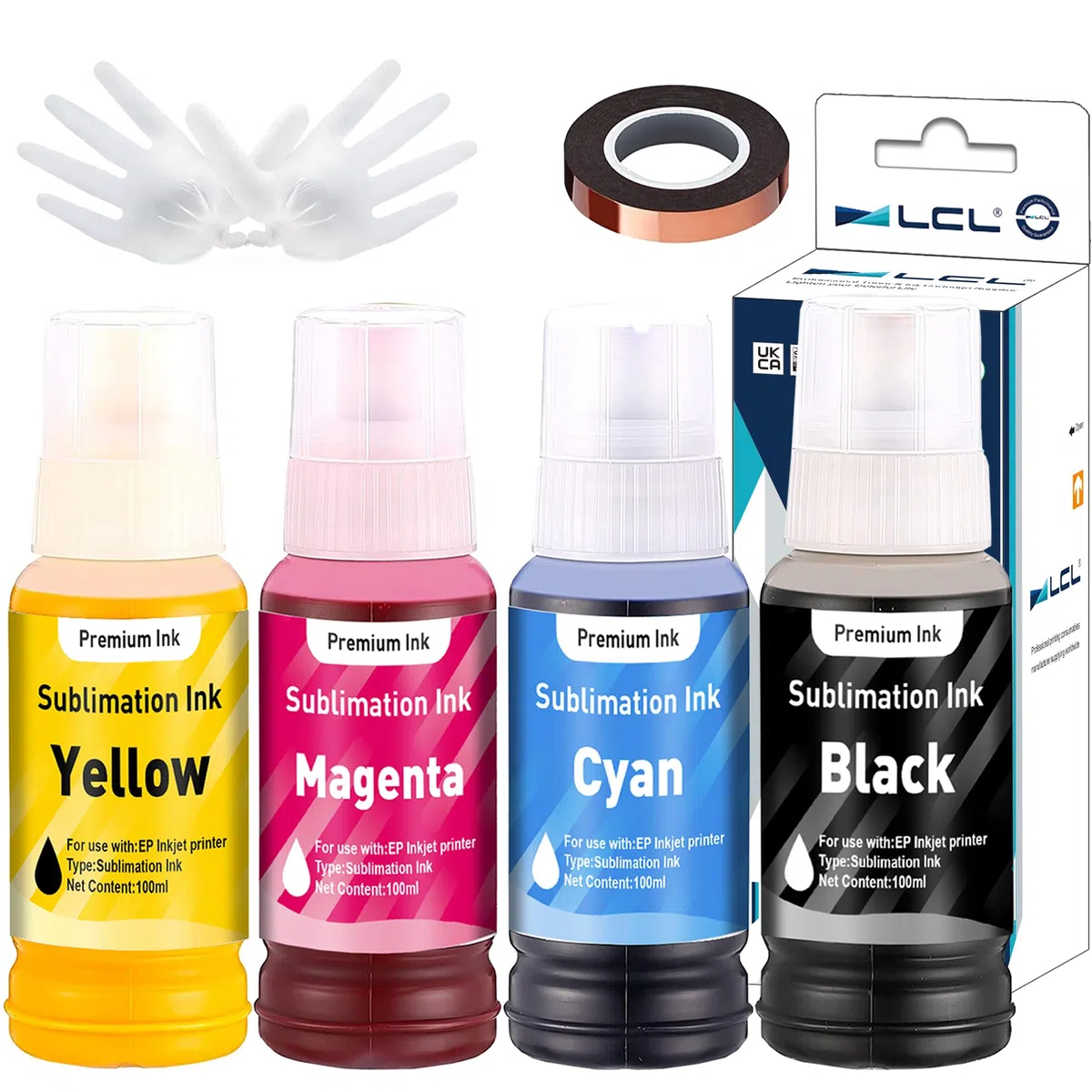 LCL 4Pack 400ML Ricarica d'inchiostro sublimatico per EPSON EcoTank ET-2700 ET-2750 ET-2751 ET-2756 ET-2850 per il trasferimento di calore Mug, Tumbler, T Shirts (Autofill/Upgrade Version/ICC Free)