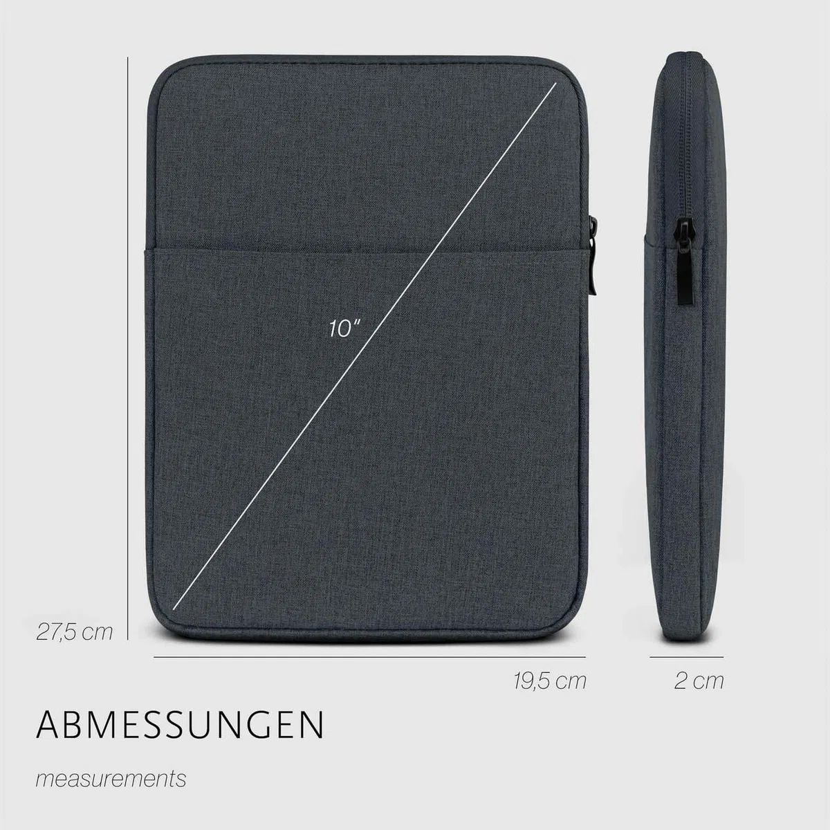 moex Custodia tablet per Samsung Galaxy Tab S10 FE – Custodia con scomparto per accessori, fibra di poliestere, minimalista con chiusura lampo, impermeabile, antracite