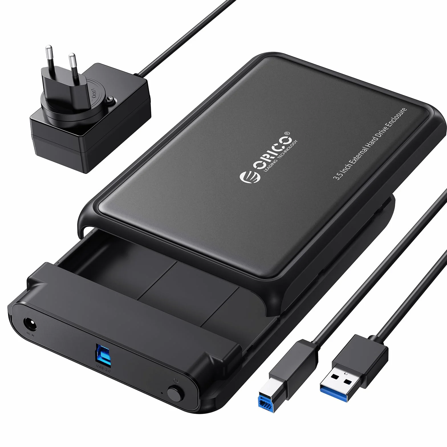 ORICO Case HDD 3.5" SATA USB 3.0 Esterno Custodia Disco Rigido per HDD e SSD SATA da 2.5/3.5 Pollici, Supporta UASP e Drive da 20TB, Adattatore Corrente 12V/2A Incluso (Metallo + ABS/DDL35-U3)