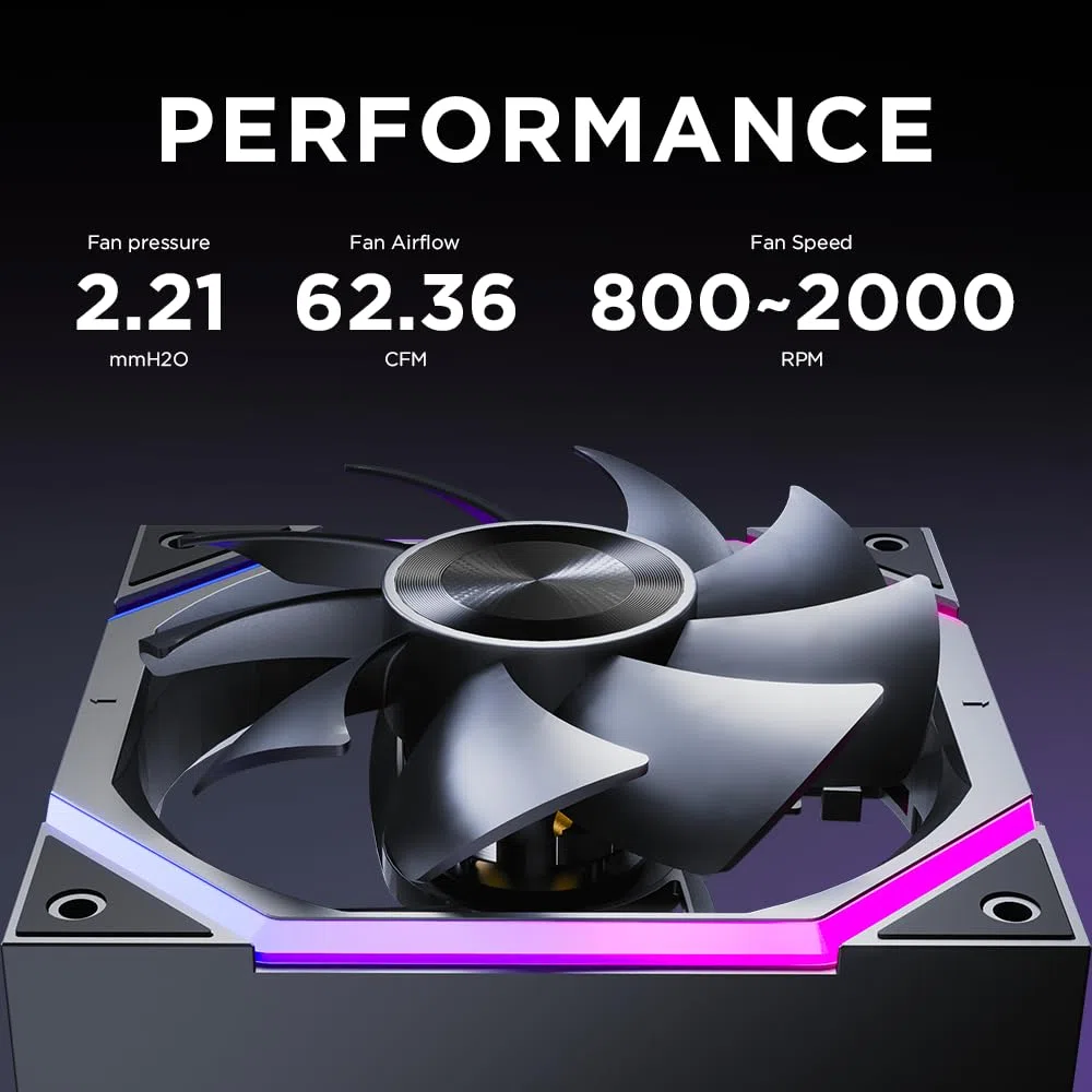 TZMRIT Build Blocks Daisy Chain RGB PC UNI Ventola 120mm [3 pezzi] HDB 62.36 CFM/2000 RPM 5V3PIN ARGB e PWM 12V4PIN (Black Reverse Flow)