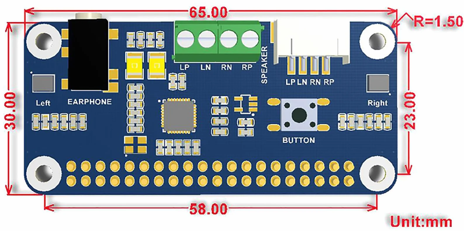 WM8960 Audio Module Hi-Fi Sound Card HAT for Raspberry Pi 4B+ 4B 3B+ 3B 2B+ Zero W WH 2W Stereo CODEC Play/Record