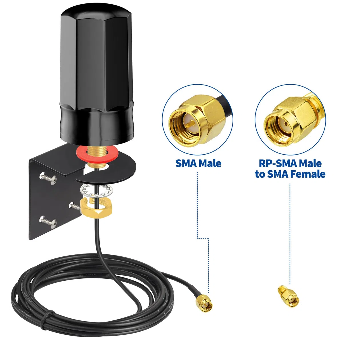Bingfu Antenna 4G LTE Esterna 7 dBi SMA Maschio Supporto a Parete Imperméable per Iliad TIM WindTre Vodafone 4G LTE Router Gateway Modem Fotocamera da Caccia Fotocamera Trappola per Animali
