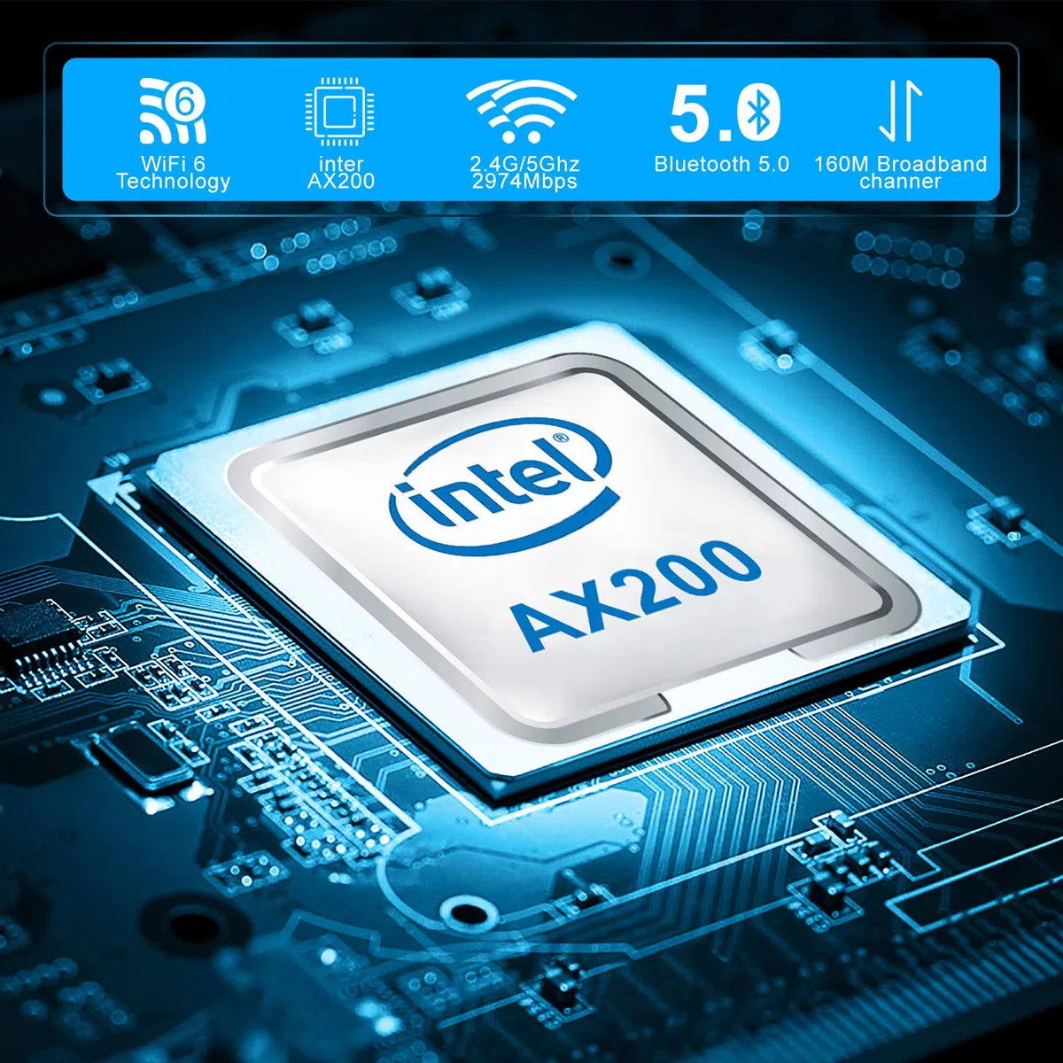 Podazz Scheda di rete AX200 NGW WiFi, Dual Band 2,4 GHz 574 Mbps/5 GHz 2,4 Gbps WiFi 6, adattatore di rete wireless Bluetooth5.0 per Windows 10 64Bit/Google Chrome OS/Linux, M.2/NGFF