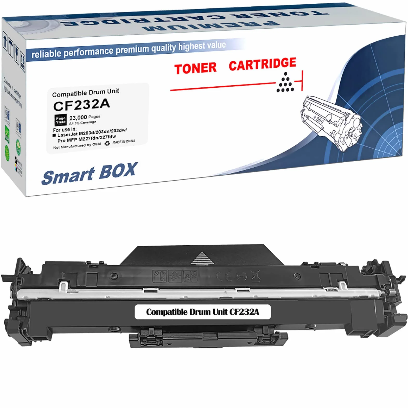 Compatibile Tamburo 32A CF232A Nero Sostituzione per HP Laserjet pro M118dw M203d M203dn M203dw M220 MFP M227fdn M227fdw M148fdw M148dw M148fdw Stampante（Tamburo 23000 Pagine）