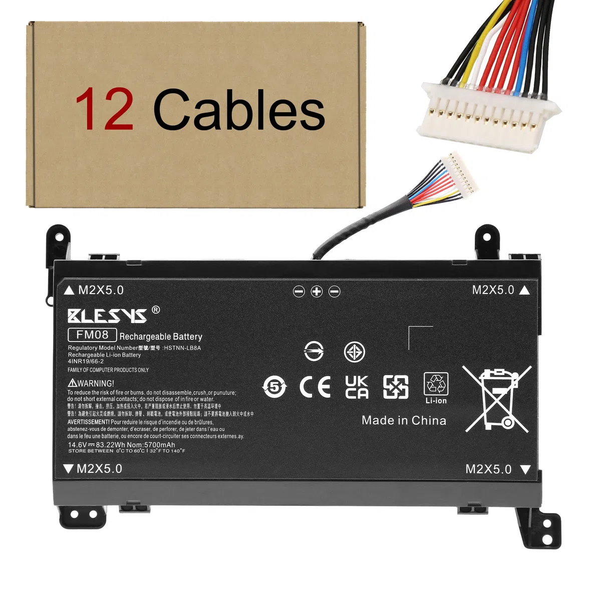 BLESYS 12 Pin FM08 Batteria per HP Omen 17-an0xx 17-an003nl 17-an008nl 17-an017nl 17-an019nl 922976-855 922977-855 922752-421 922753-421 TPN-Q195 HSTNN-LB8A HSTNN-LB8B Laptop 14.6V/83.22Wh [12 Cavi]