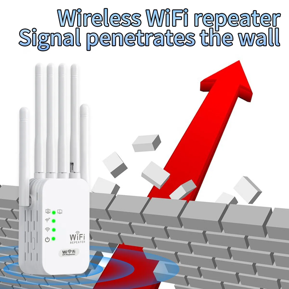 Ripetitore Wireless Wifi, amplificatore di segnale WiFi AC1200 Mbps, porta Gigabit Ethernet, ripetitore wifi potente per casa, 2 porte LAN, wifi extender per casa e ufficio,Plug and Play