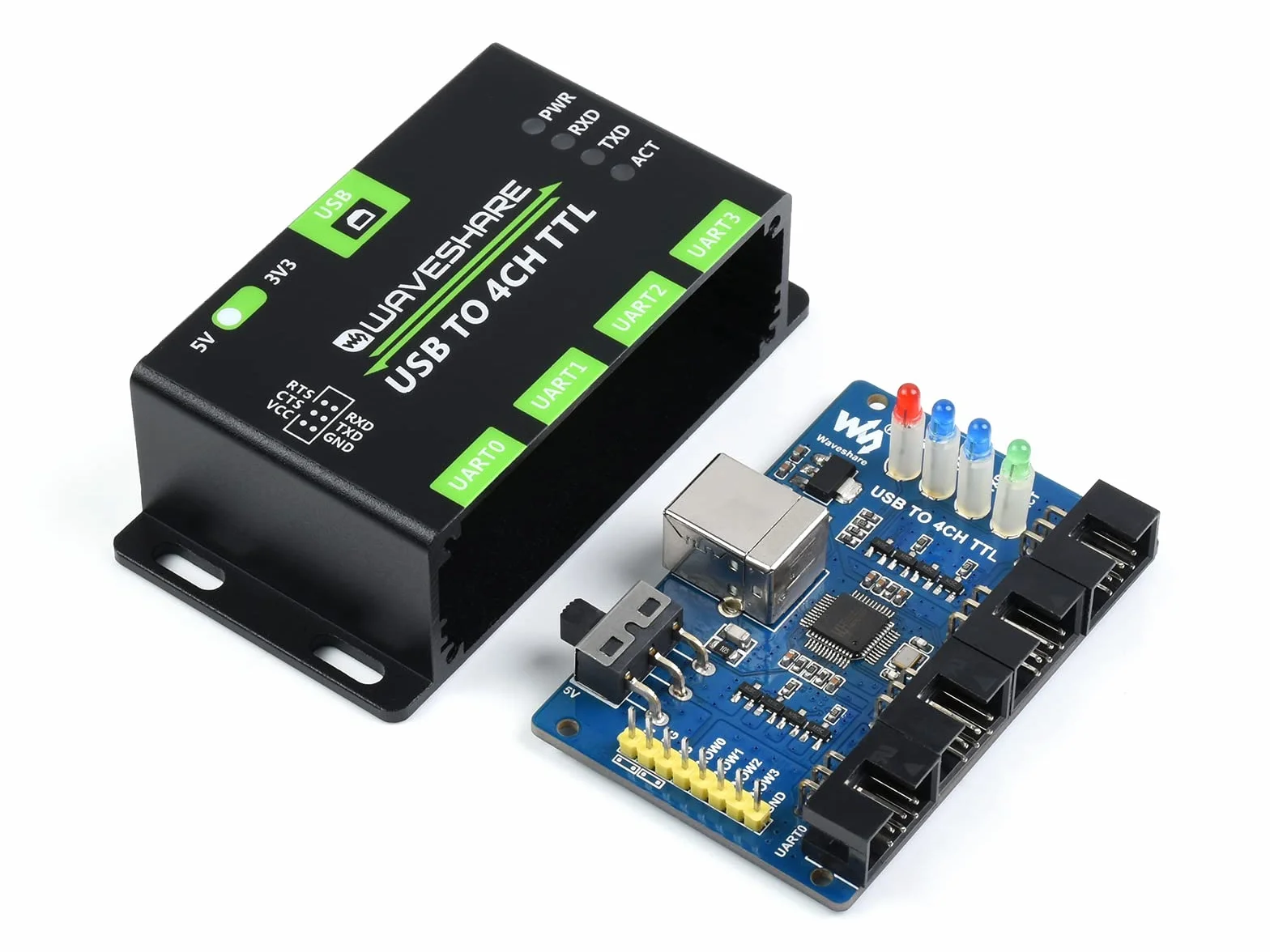 Waveshare USB industriale al convertitore 4CH TTL USB a UART con multi circuiti di protezione multi supporto dei sistemi